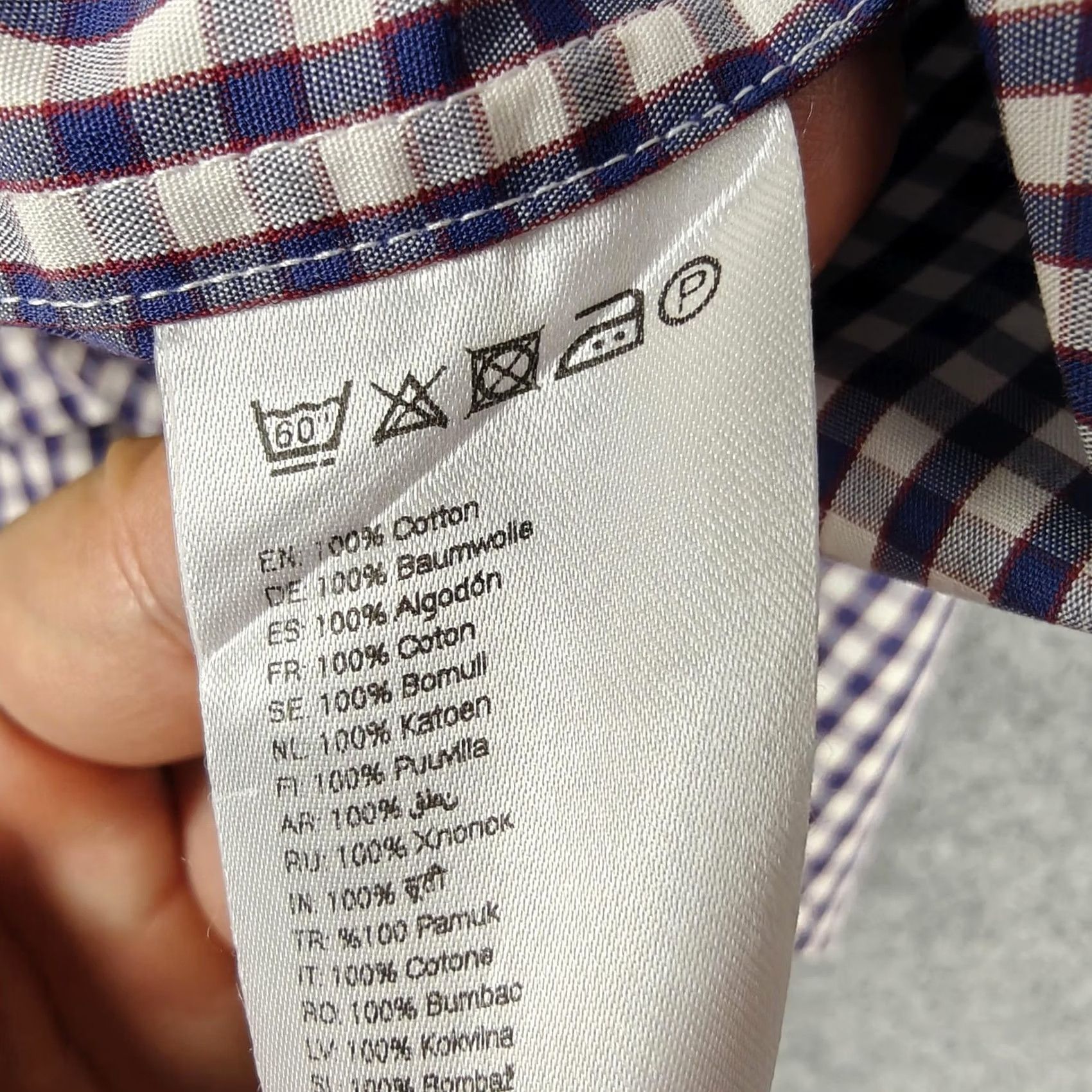 Eton Eton Dress Shirt Mens 16.5 34/35 Blue Gingham Regular Long Sleeve Spread Collar Size 46R - 6 Thumbnail