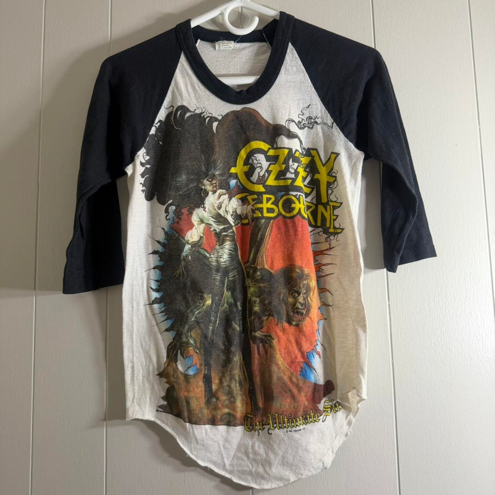Vintage 1986 OZZY OSBOURNE Ultimate Sin Tour 3/4 sleeve tee shirt S Size US S / EU 44-46 / 1 - 2 Thumbnail