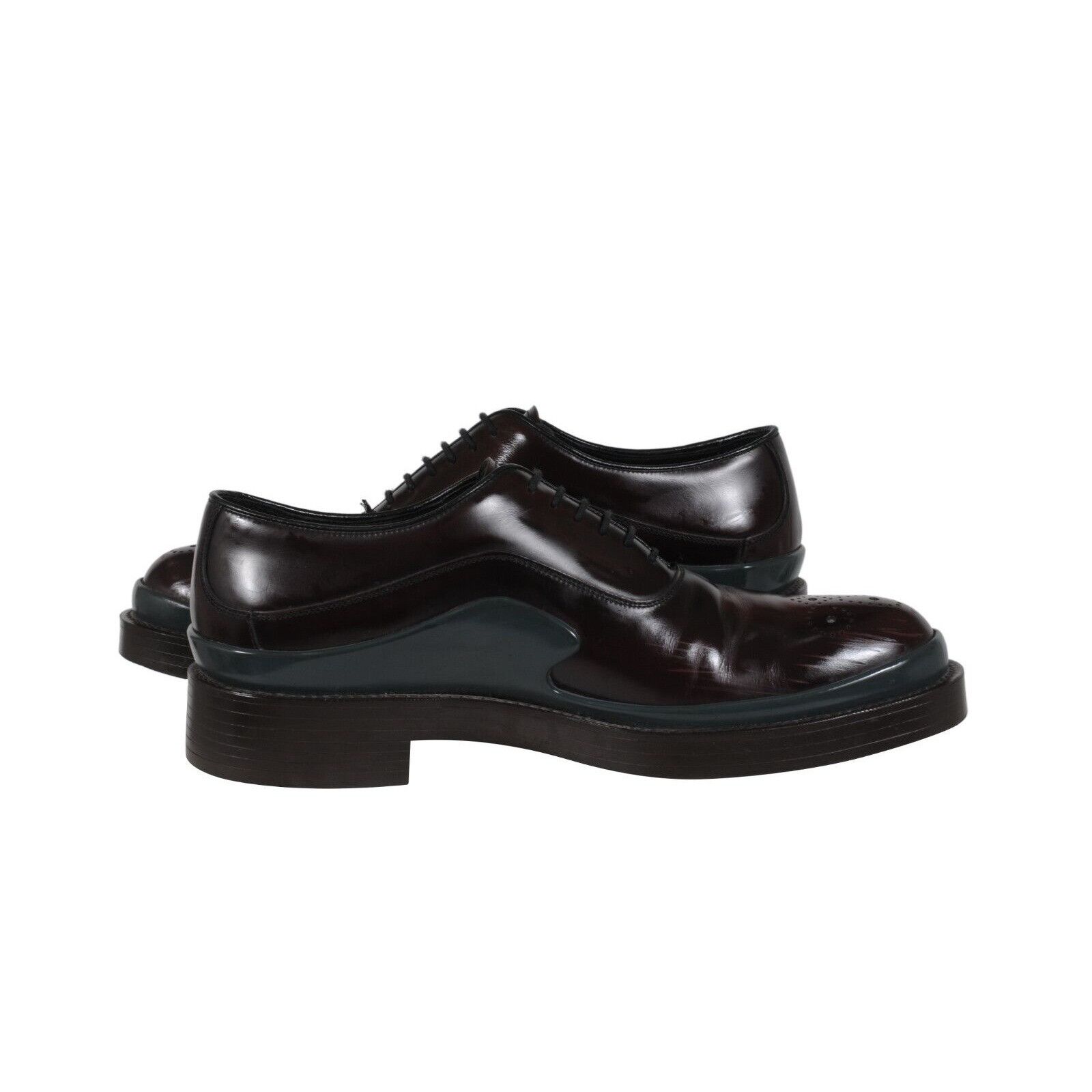 Prada Derbys Burgundy Leather Double Gray Mid Sole - 02478 Size US 9 / EU 42 - 8 Thumbnail