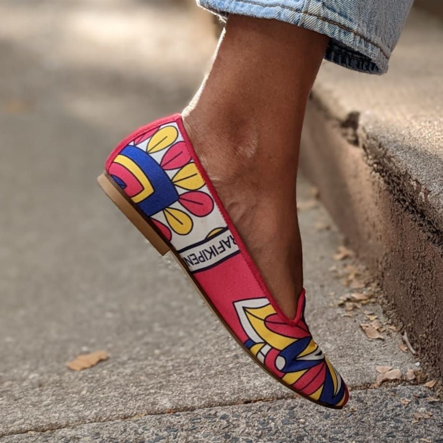 BIZU Chic Ballet Flats, Loafers - Red & Yellow Shoes, Fioretta Size US 8.5 / IT 38.5 - 4 Thumbnail