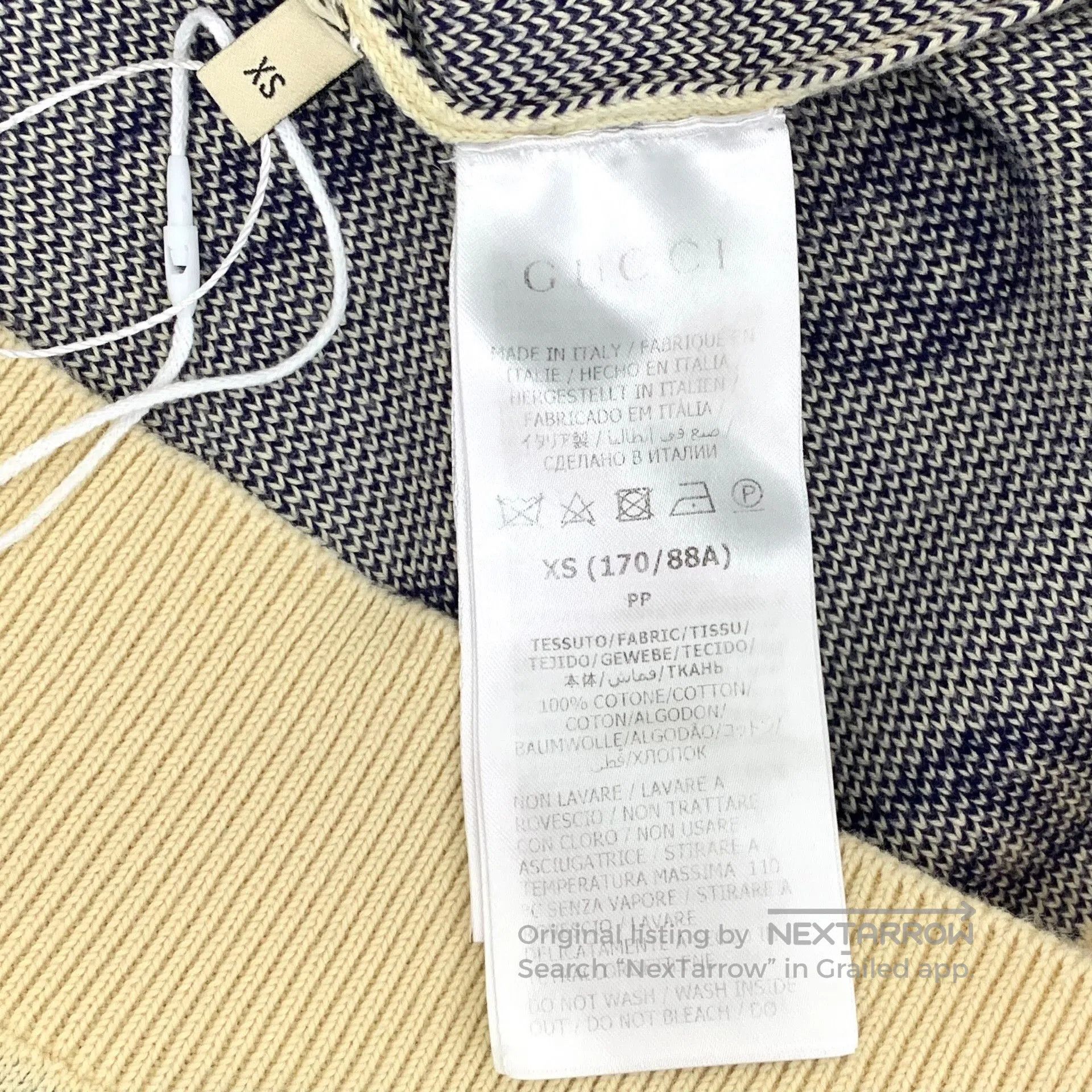 Gucci Gucci Beige GG Monogram Cotton V-Neck Sweater. Size XS / US 0-2 / IT 36-38 - 6 Thumbnail