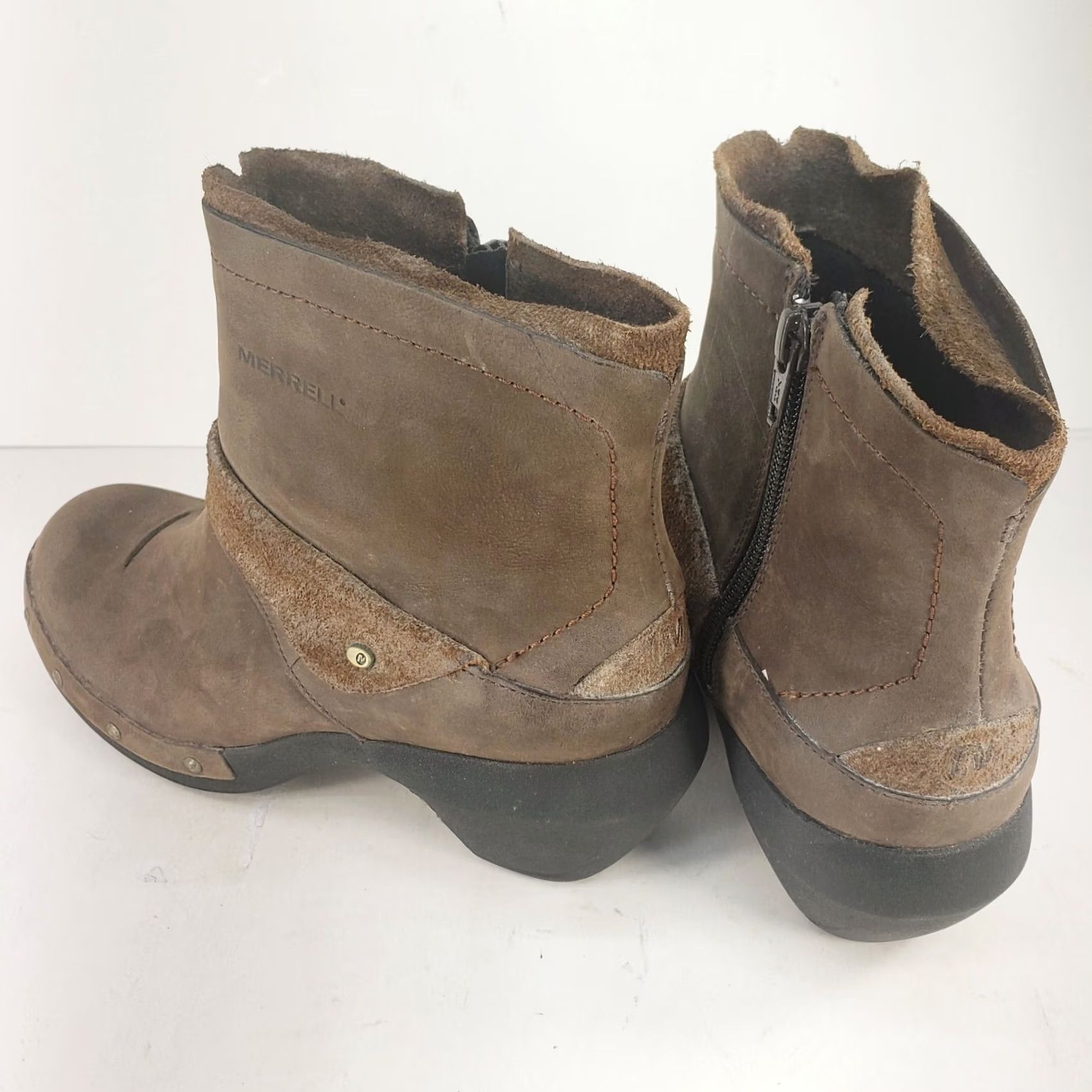 Merrell Merrell Luxe Mid Bitter Chocolate Ankle Boots Women's 7.5 Brown Leather Zip Studded Platform Block Heel Casual Fall Winter Size US 8 / IT 38 - 5 Thumbnail