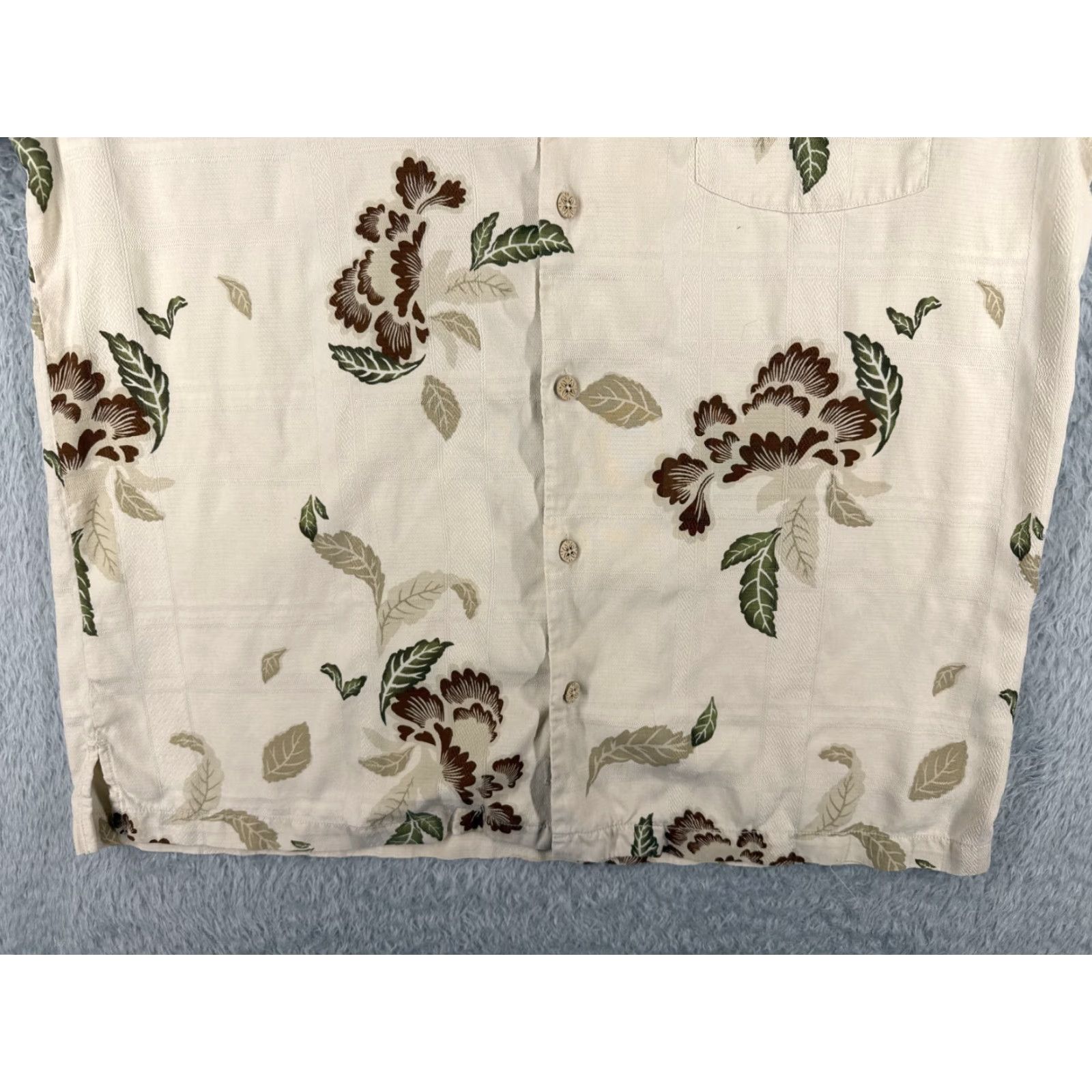 Tommy Bahama Tommy Bahama Shirt Men Large Beige Leaf Pattern Button Up Hawaiian Silk 100% Silk Dressy Casual Villa Resort Beachwear Button-Up Mens Size US L / EU 52-54 / 3 - 5 Thumbnail