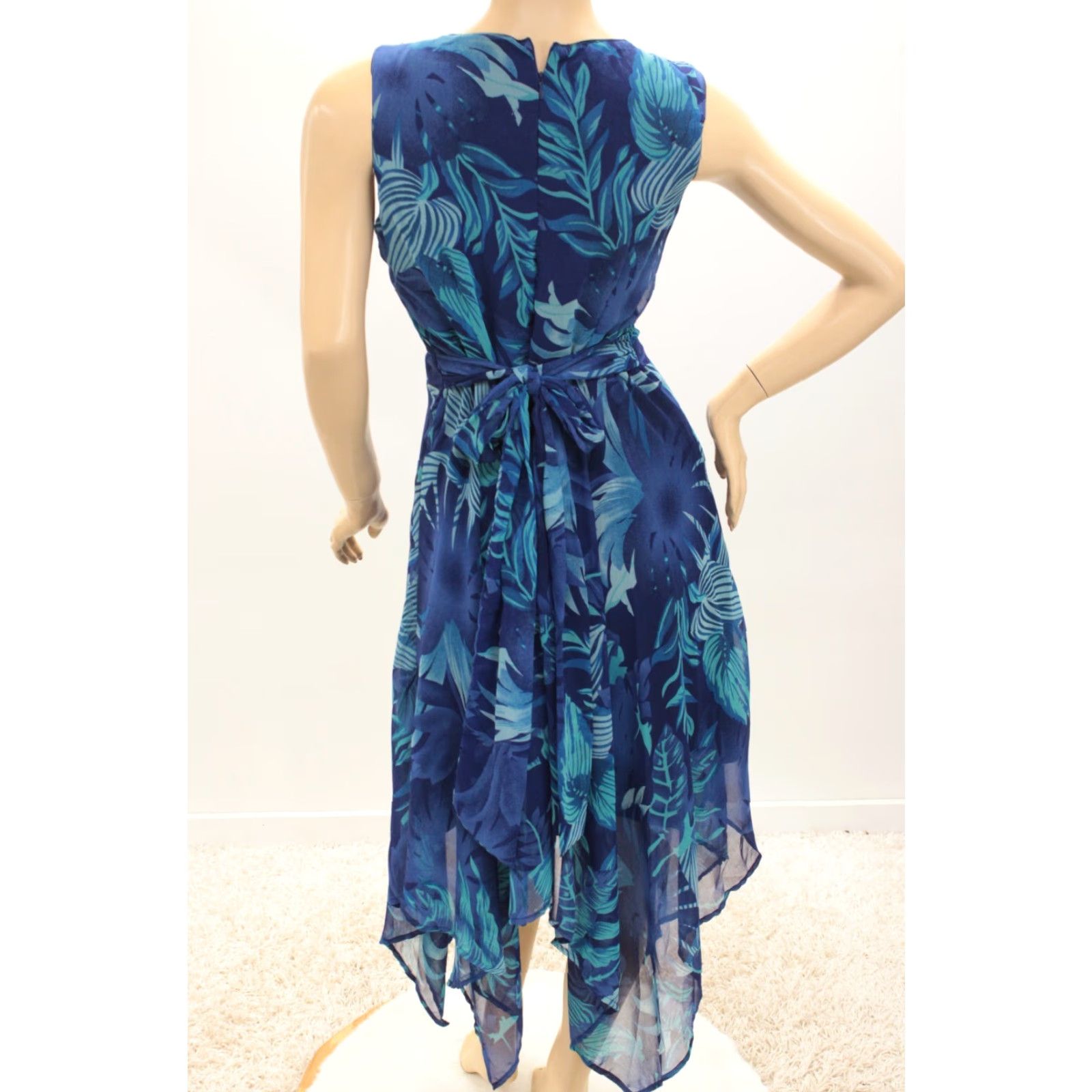 Vintage Expressions Dress Women's Medium Blue Floral Fairycore Maxi Lined Whimsical Size M / US 6-8 / IT 42-44 - 4 Thumbnail