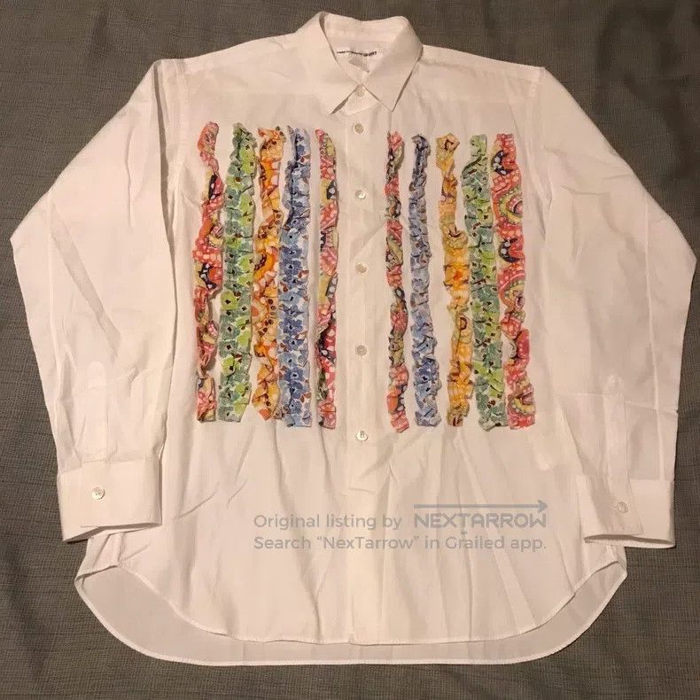 Comme des Garcons Comme Des Garcons Colorful Gathered Floral White Shirt Size S / US 4 / IT 40 - 1 Thumbnail