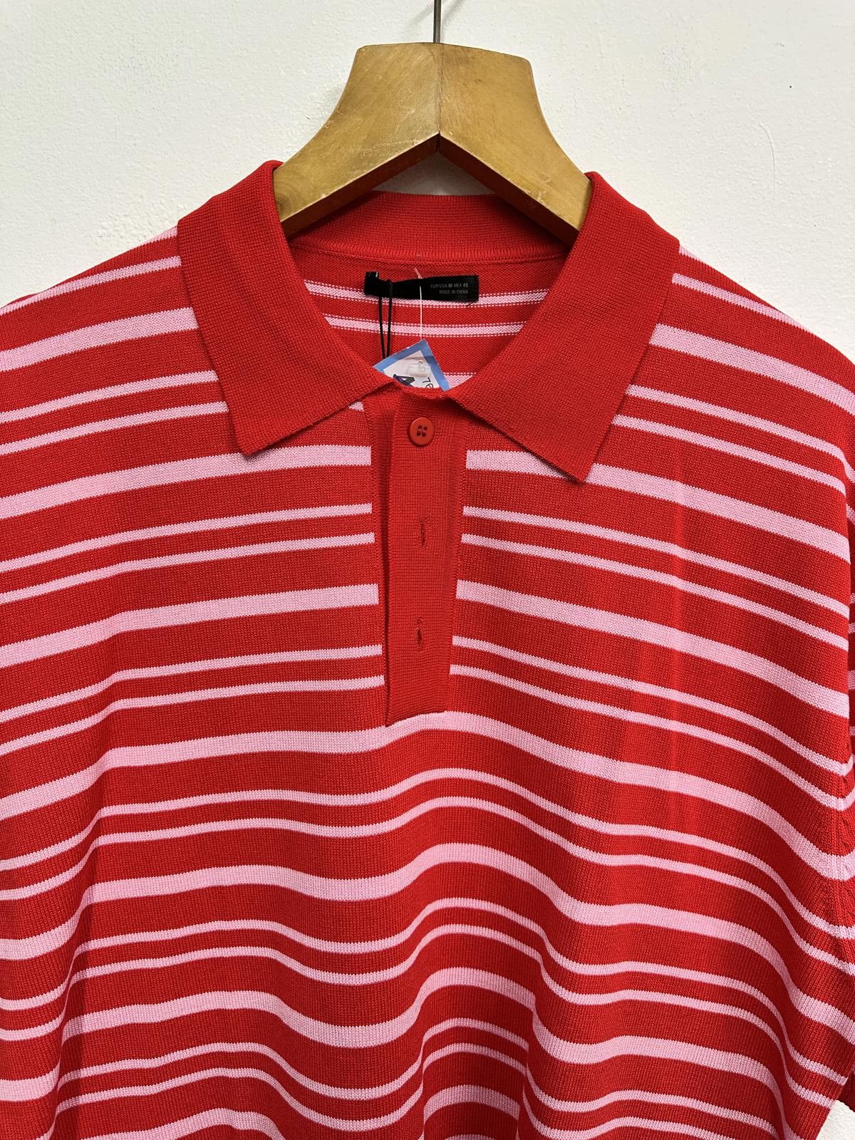 Zara Zara Red and Pink Striped Polo Shirt Size M / US 6-8 / IT 42-44 - 3 Thumbnail