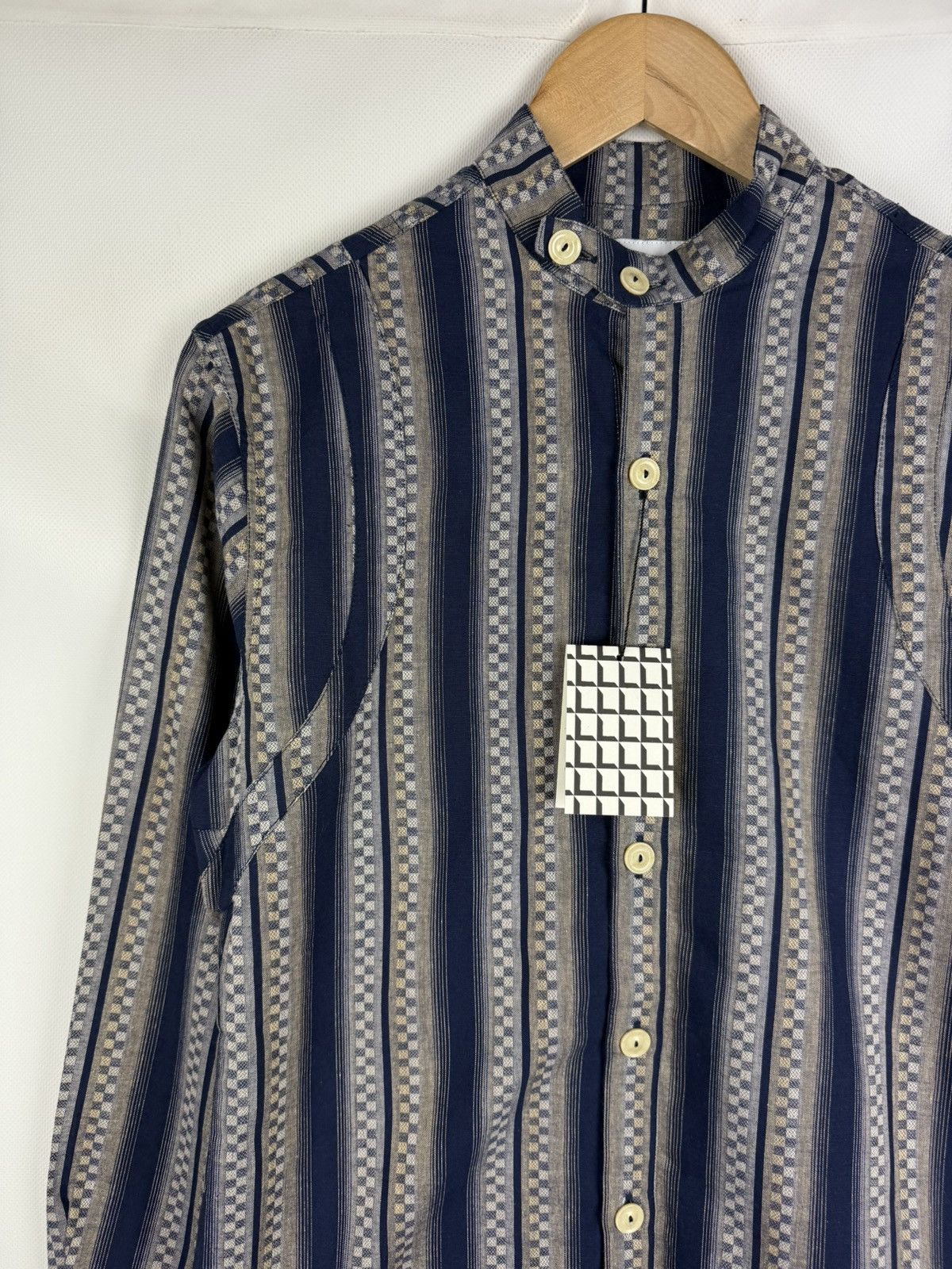 Designer BNWT! Labrum L/S Collarless Patterned Button Up Shirt Size US M / EU 48-50 / 2 - 4 Thumbnail