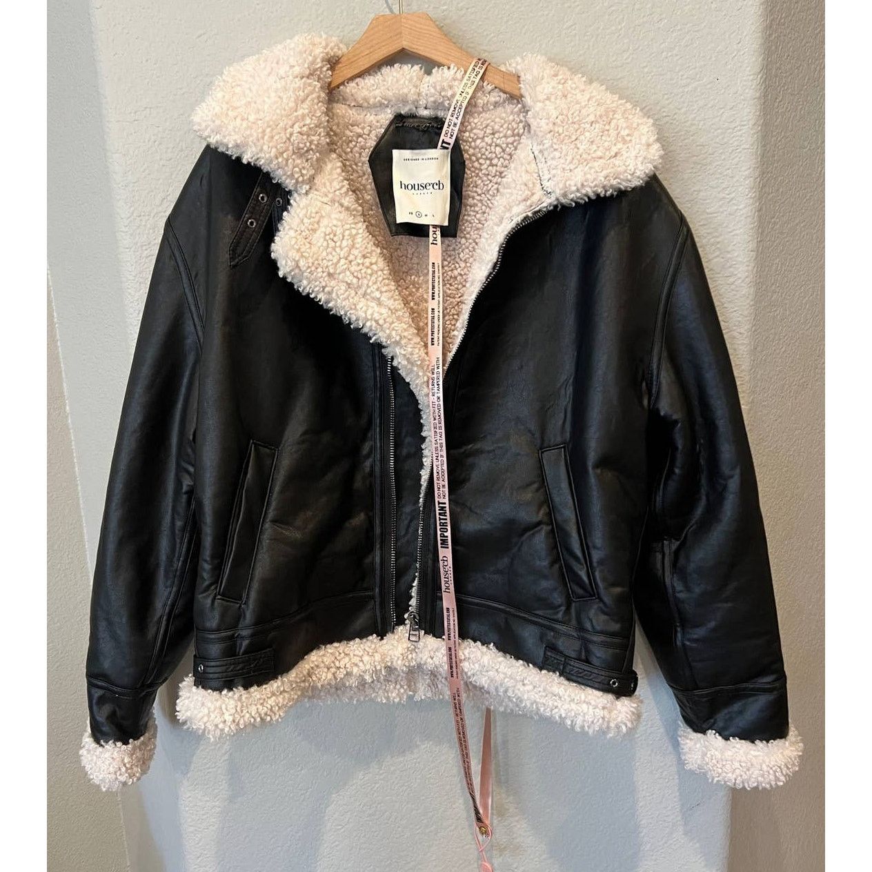 House of CB HOUSE OF CB Madden Faux Leather Jacket Faux Shearling (S) Size S / US 4 / IT 40 - 16 Thumbnail