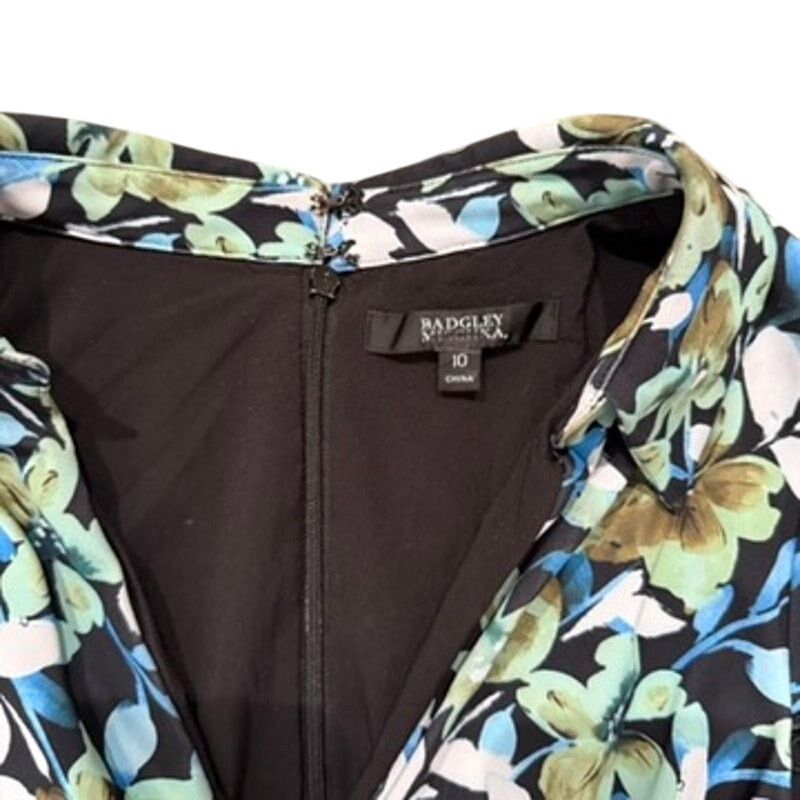 Badgley Mischka Badgley Mischka Blue Floral Collared Sheath, Size US 10 Size L / US 10 / IT 46 - 6 Thumbnail