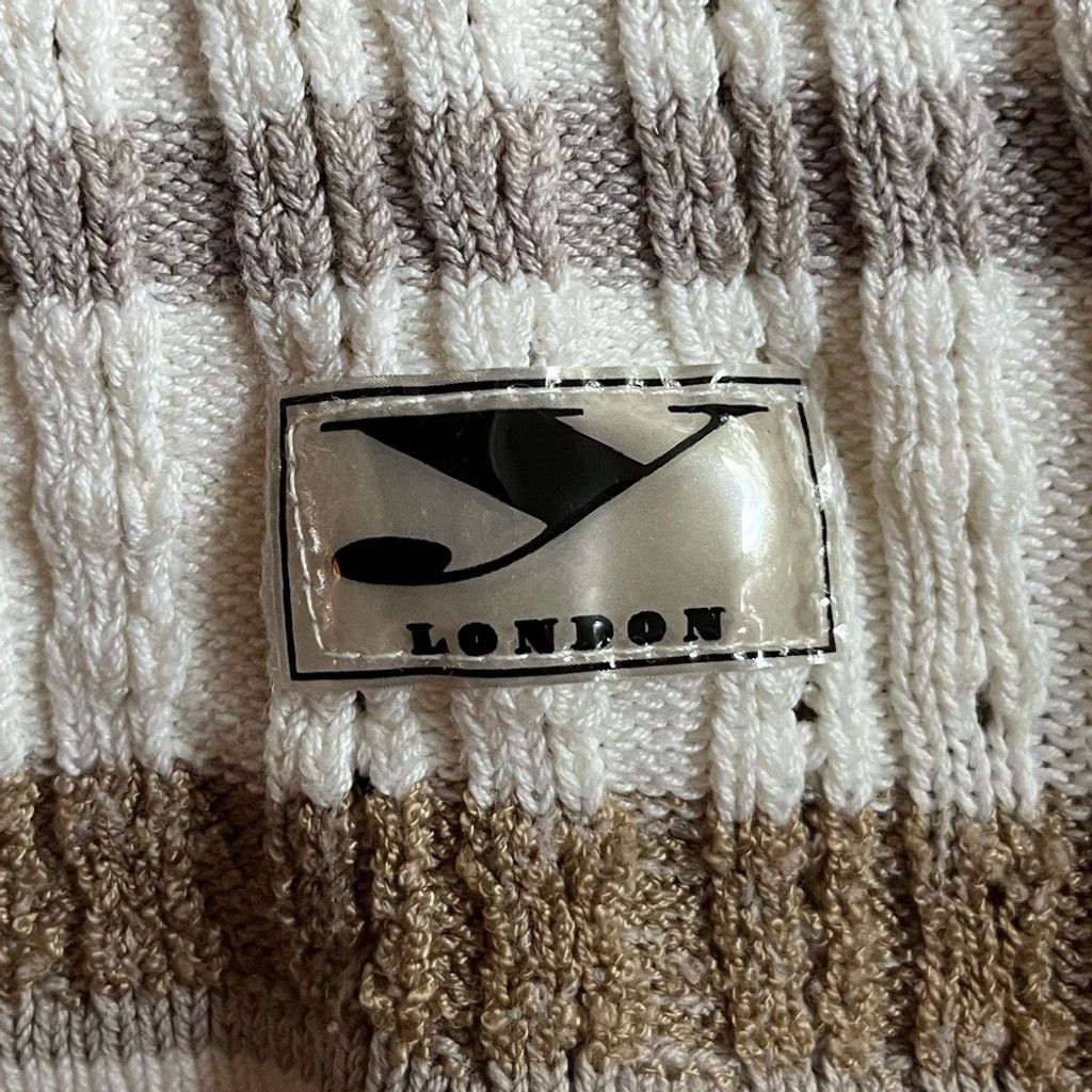 Unknown London 🍂 Y London Beige & White Striped Turtleneck Sweater Size L / US 10 / IT 46 - 2 Thumbnail