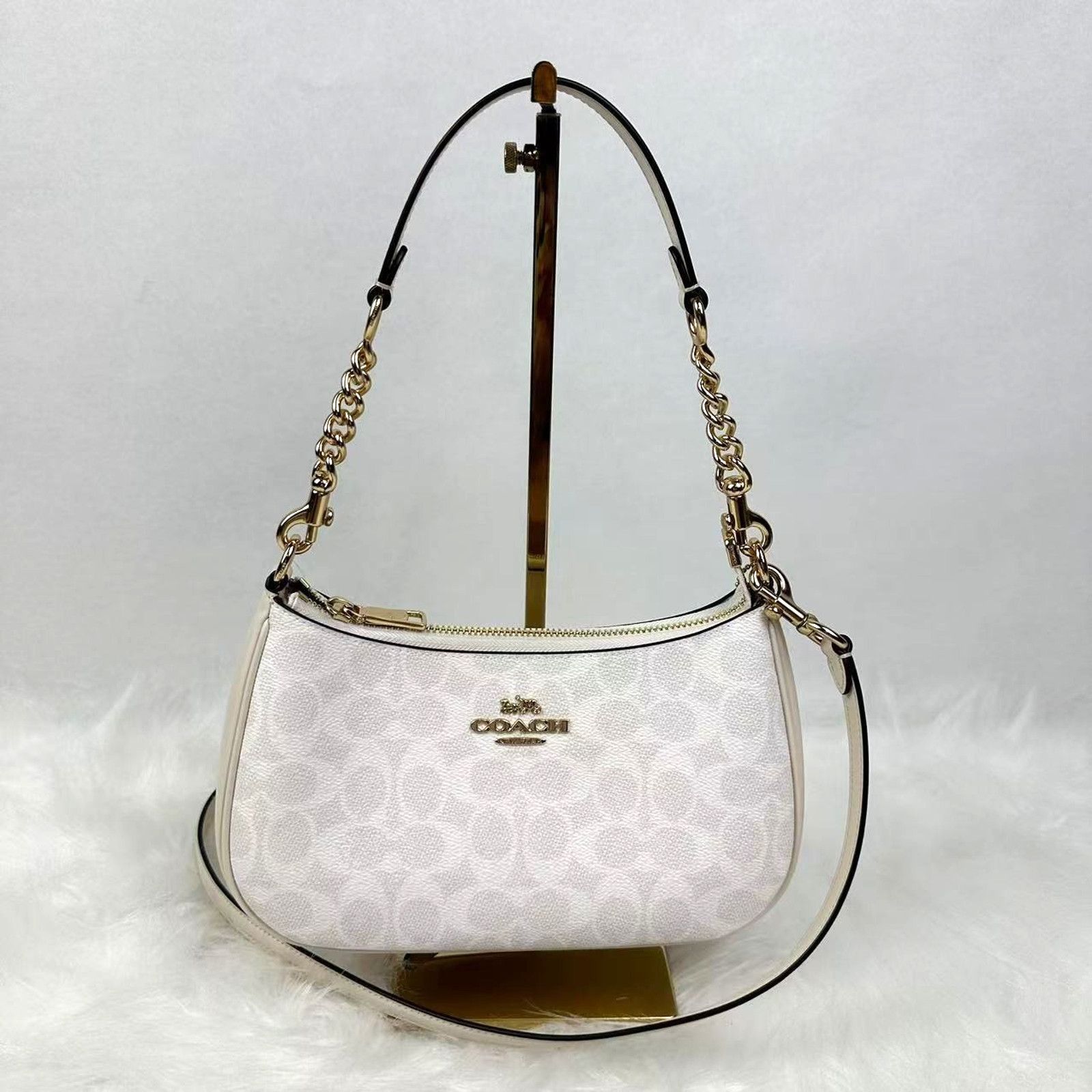 Coach Coach Teri Shoulder Signature Canvas In Gold/White/Chalk Size ONE SIZE - 1 Thumbnail