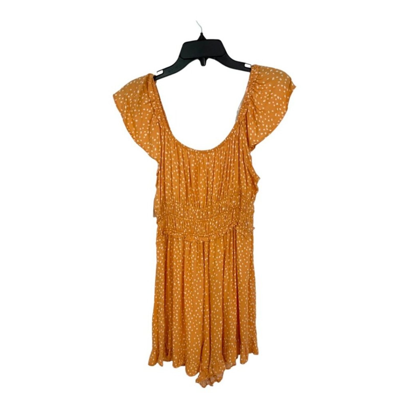 Other Lush Orange Dot Ruffle Sleeve Romper Size Medium NWOT Size 30" / US 8 / IT 44 - 5 Thumbnail