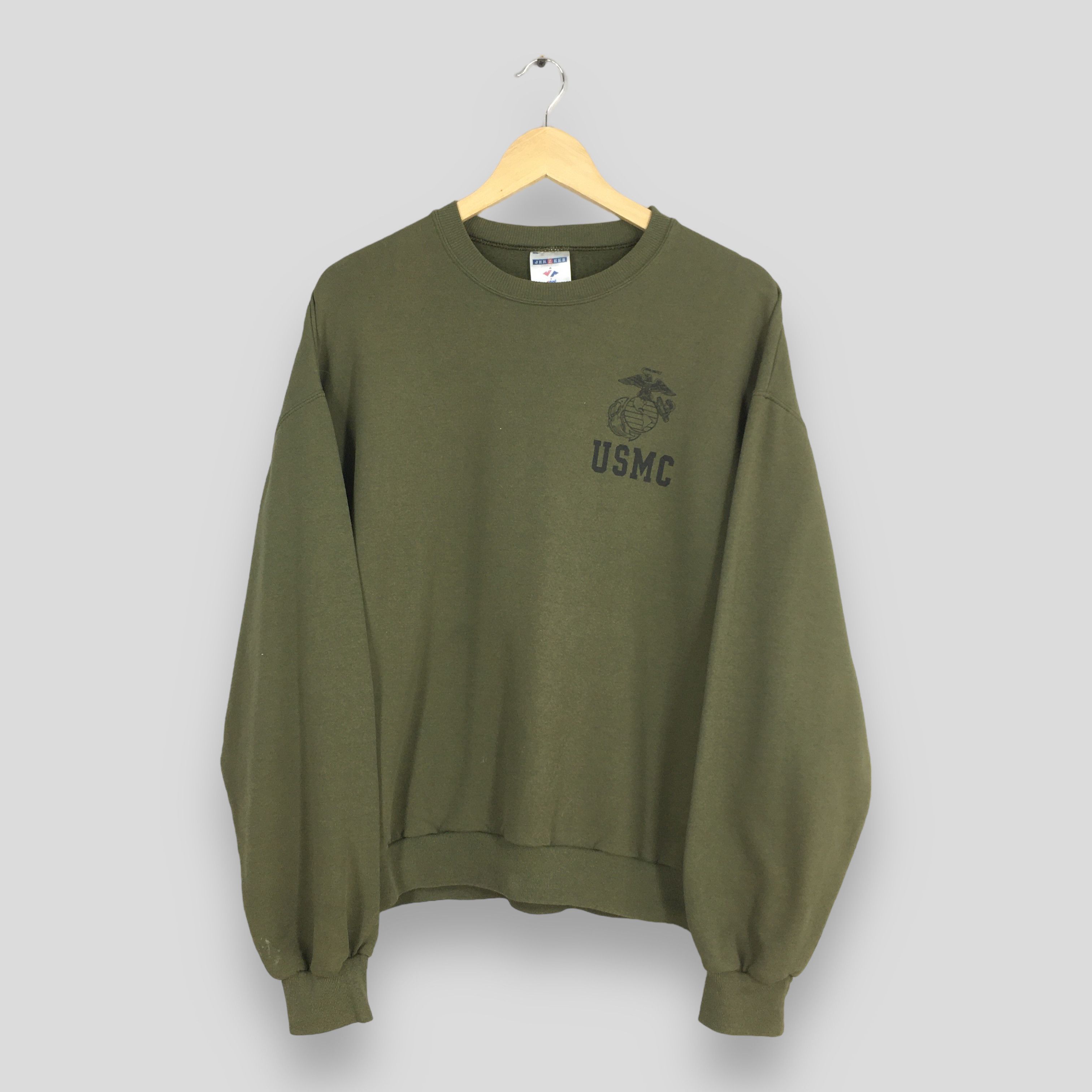 Jerzees Vintage 90's Usmc Marines Green Sweatshirt Large Size US L / EU 52-54 / 3 - 1 Thumbnail