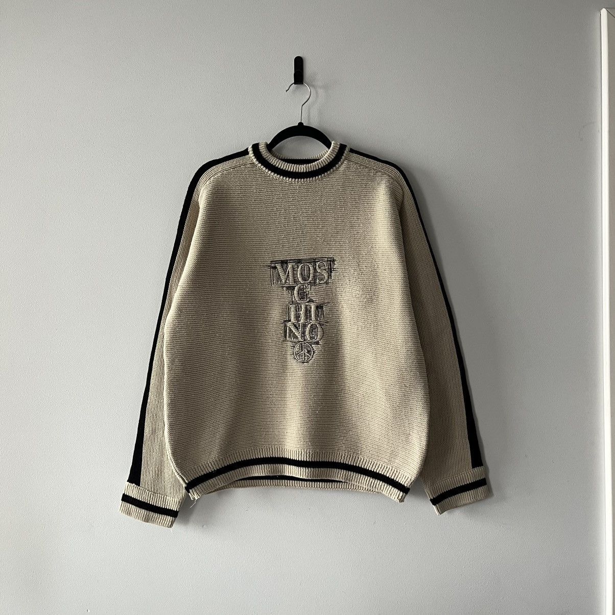 Vintage Sweter Vintage Beige Knit Sweater Y2K Streetwear Sweatshirt Size US M / EU 48-50 / 2 - 1 Thumbnail