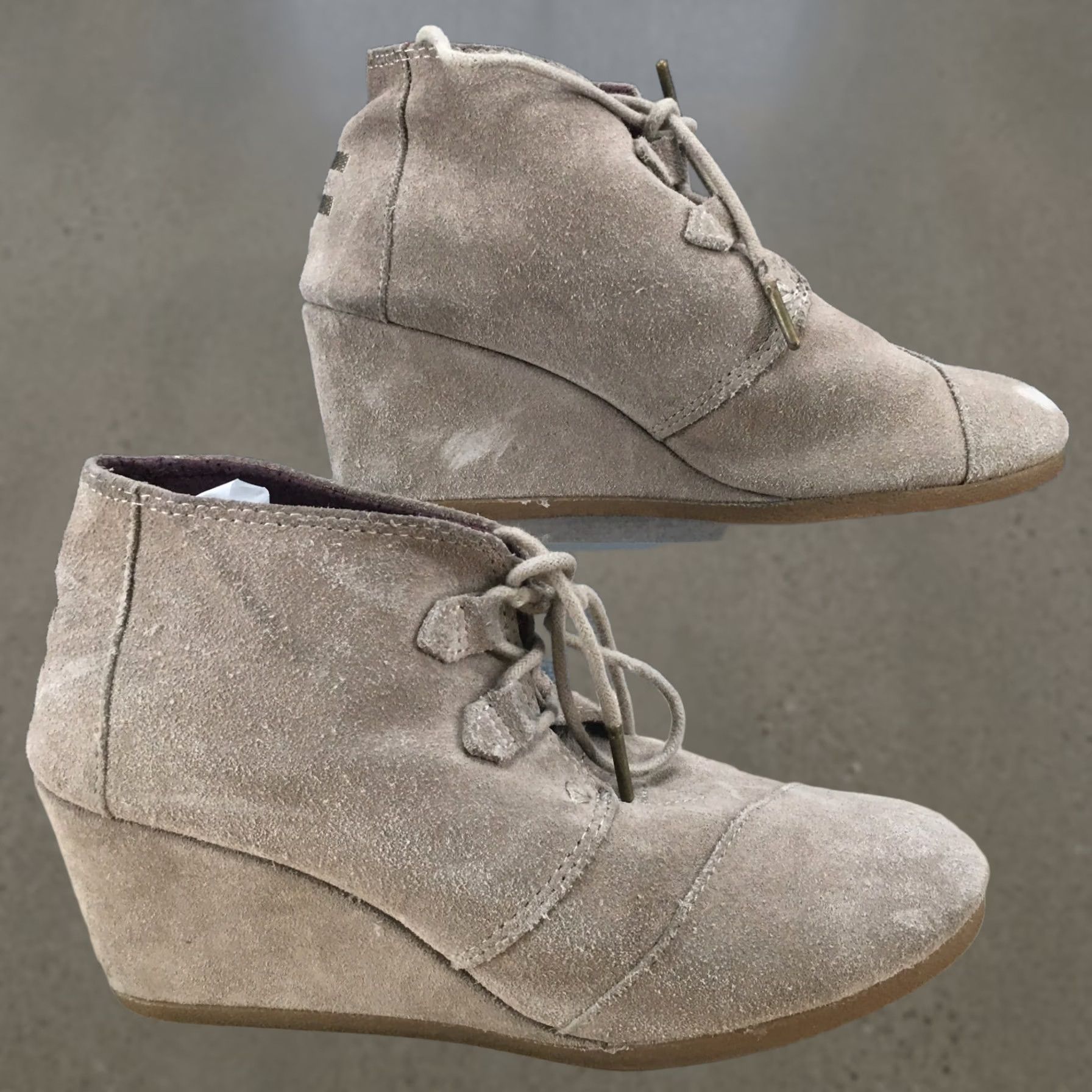 Toms TOMS Desert Boots Womens 8.5 Kala Desert Gray Lace Up Wedge Ankle Top 10012956 Size M / US 6-8 / IT 42-44 - 1 Thumbnail