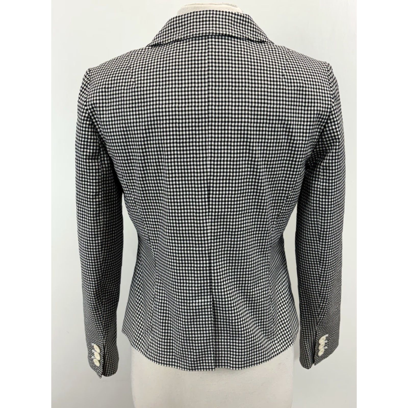Talbots Talbots Blazer Shirt Women’s 4 Black White Gingham Cotton Lined One-Button Long Sleeve Vintage? (No N/A) Size S / US 4 / IT 40 - 3 Thumbnail
