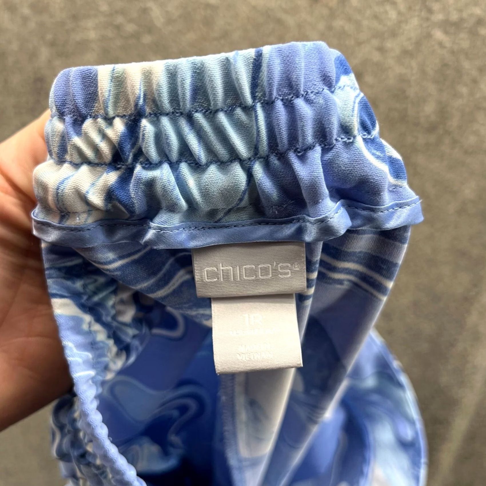 Vintage Chico'S Pants Womens 1R Blue White Stretch Fleece Elastic Waist Geometric Size 25" / US 0 / IT 36 - 6 Thumbnail