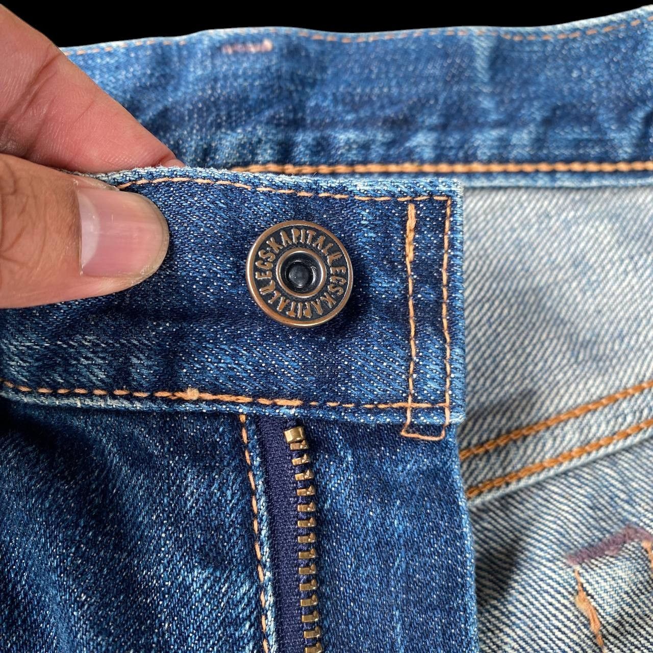 Kapital VINTAGE KAPITAL BY KIRO HIRATA FADED BLUE LOWRISE SLIMFIT Size US 27 - 12 Thumbnail