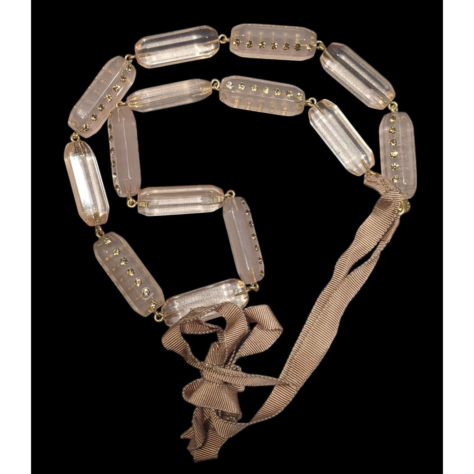 J.Crew J.Crew Translucent Pink Link Tie On Necklace With Rhinestone Size ONE SIZE - 1 Thumbnail