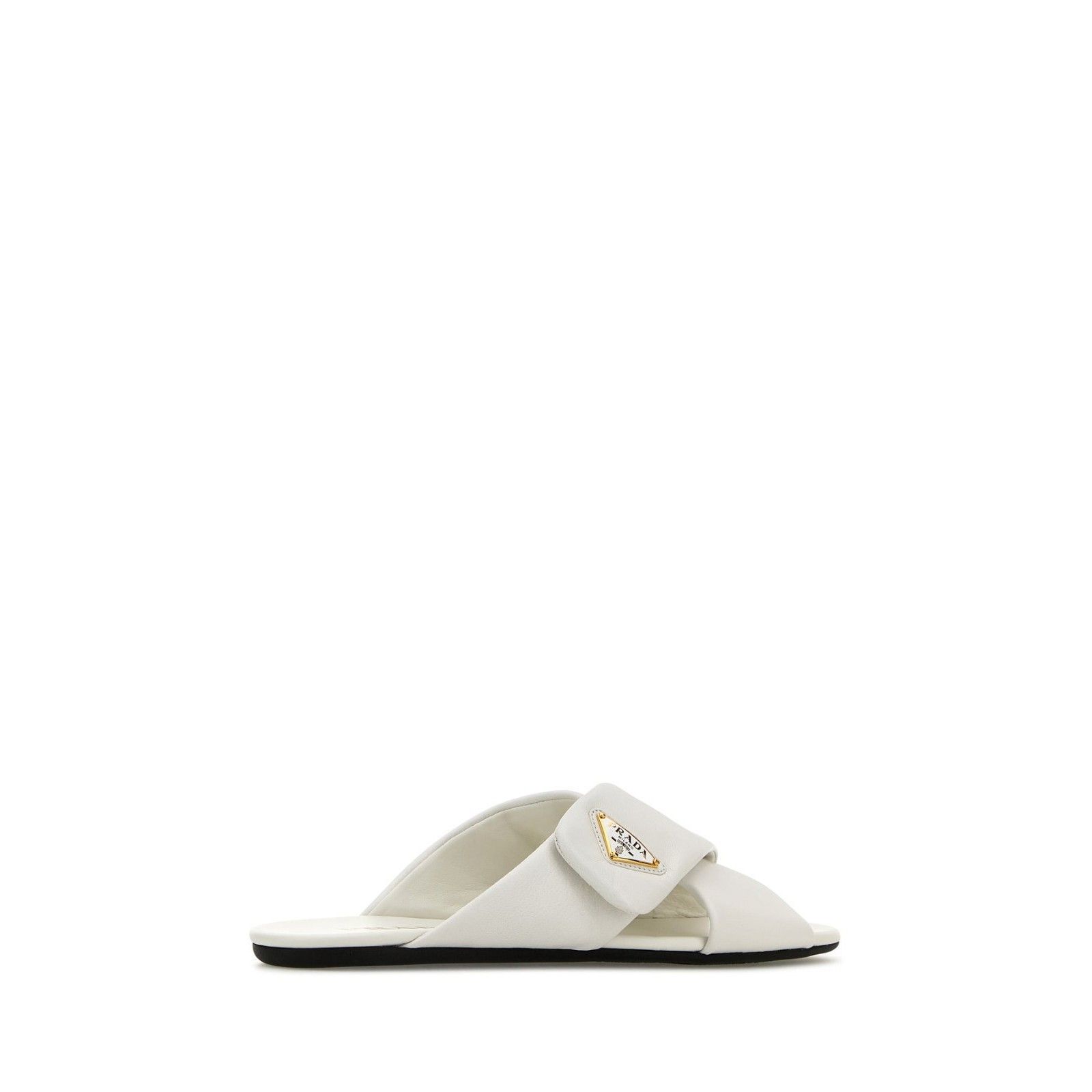 Prada PRADA Triangle White Leather Slippers New & Authentic (Women Size US 9 / IT 39 - 3 Thumbnail