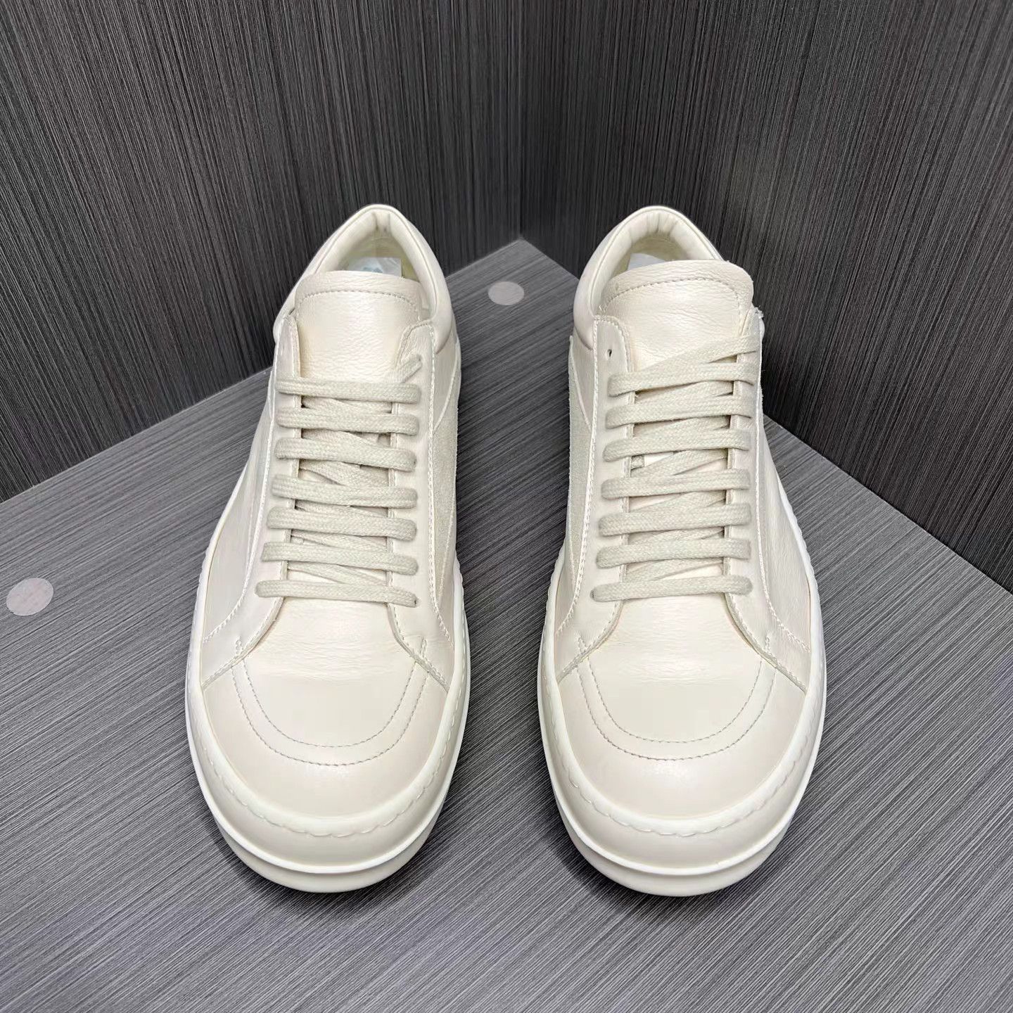Rick Owens Rick Owens Ivory White Calfskin Sneakers K15 Size US 12 / EU 45 - 2 Thumbnail