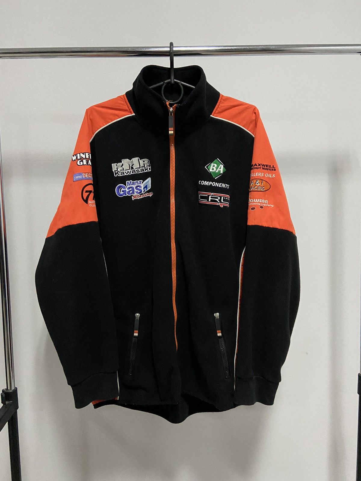 Japanese Brand × Vintage Kawasaki kmr big logo racing fleece jacket sweatshirt zip Size US L / EU 52-54 / 3 - 1 Thumbnail