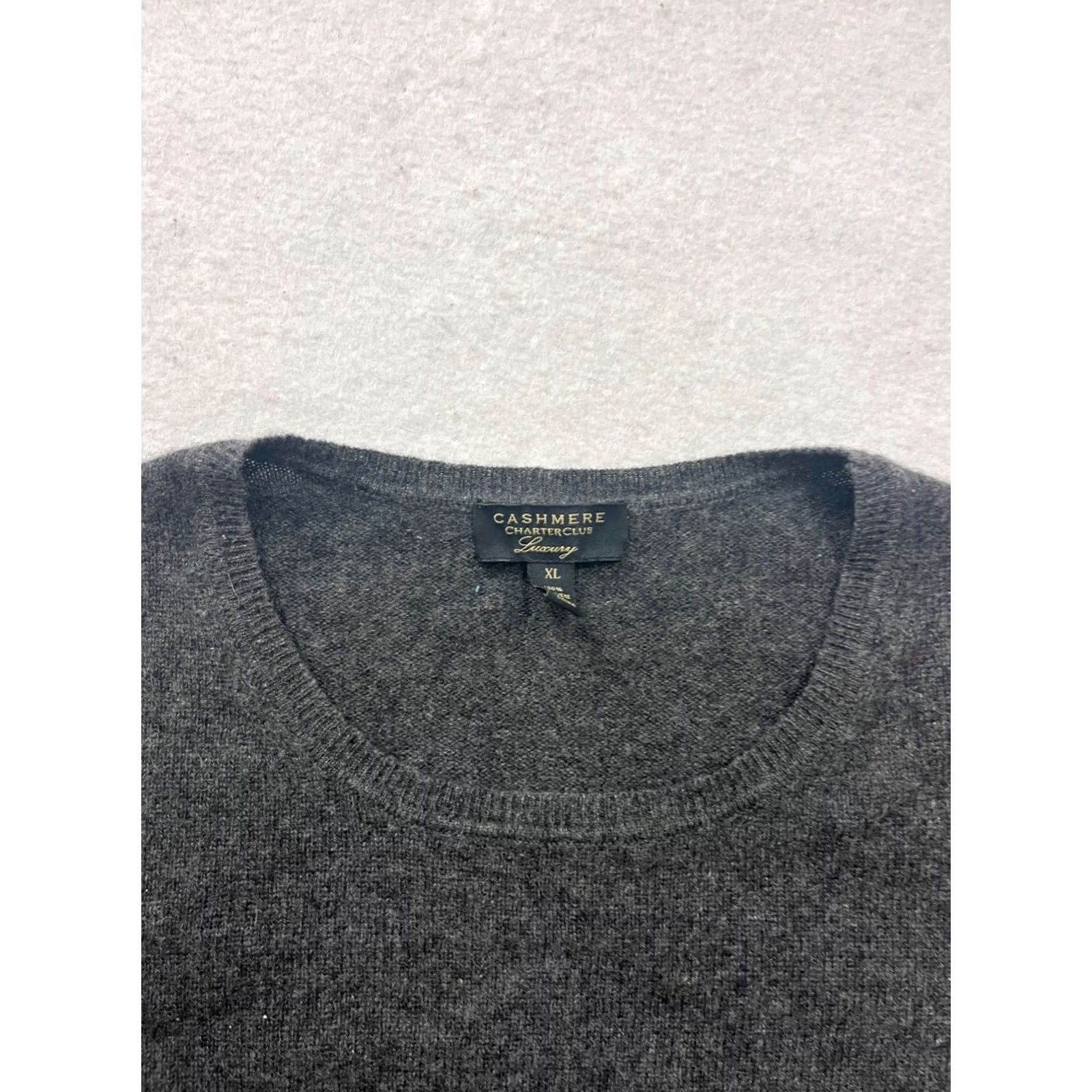 Charter Club Charter Club Womens XL Luxury Cashmere Gray Crewneck Sweater Size XL / US 12-14 / IT 48-50 - 3 Thumbnail