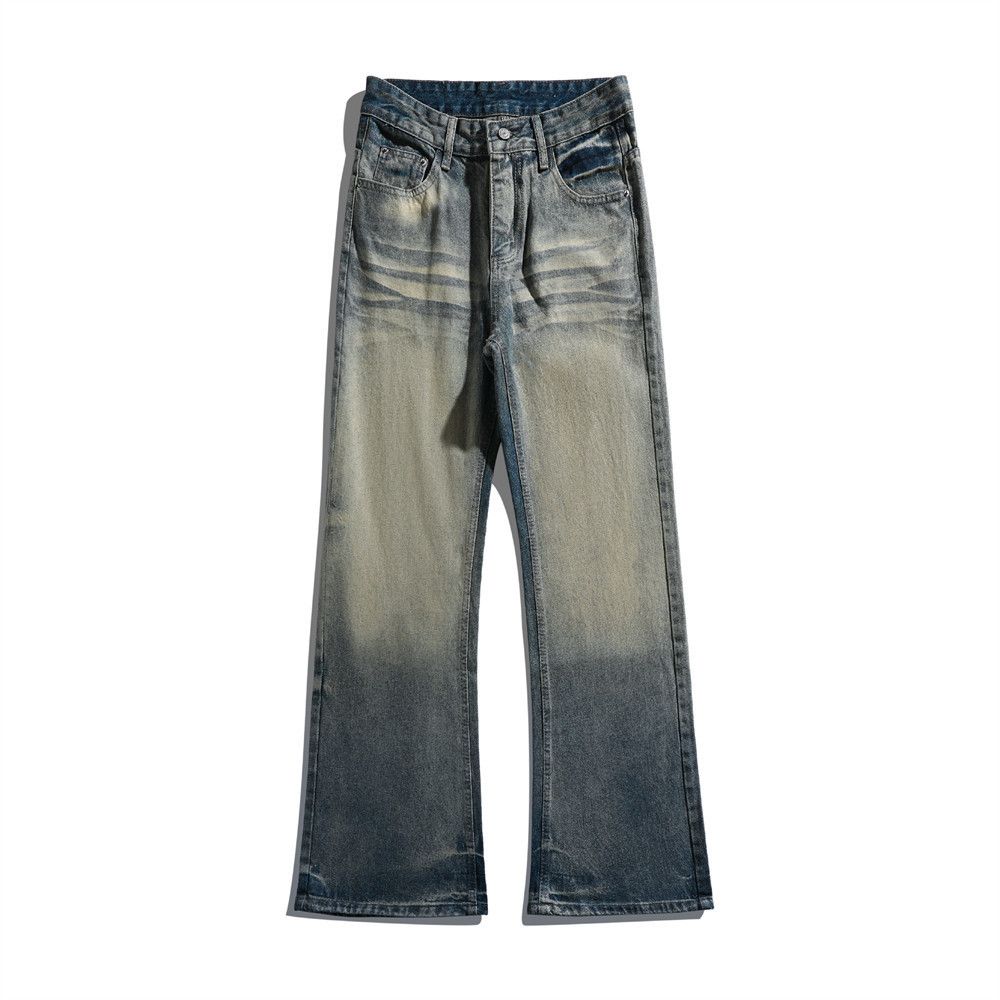 Men's washed casual loose punk vintage distressed jeans