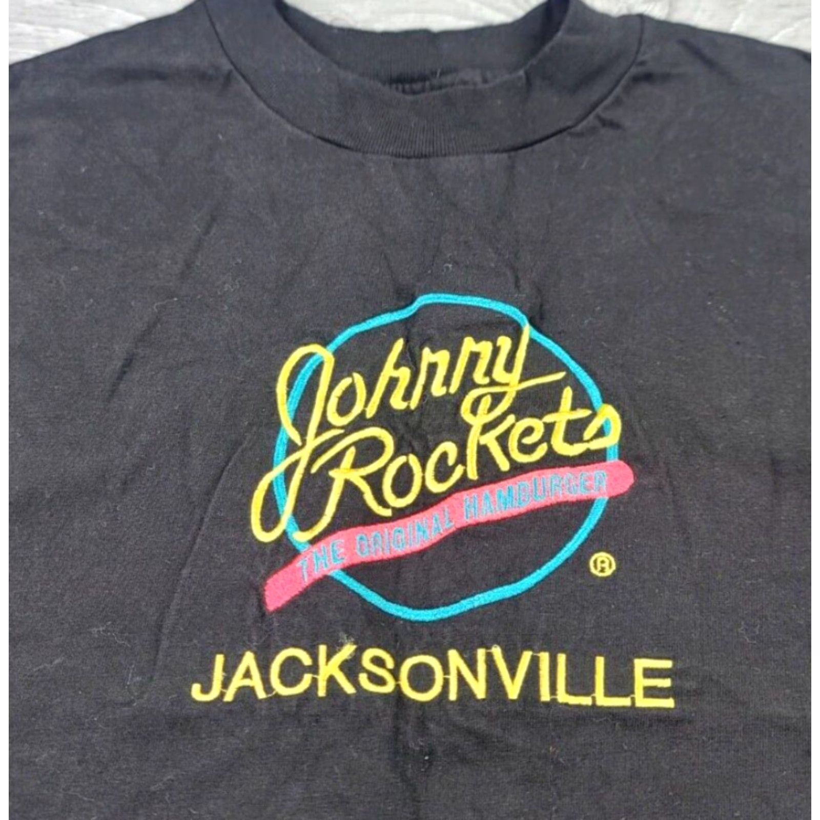 Hanes VTG Hanes T-Shirt 90s Johnny Rockets Jacksonville Short Sleeve XL Black Mens T-Shirt Size US XL / EU 56 / 4 - 3 Thumbnail