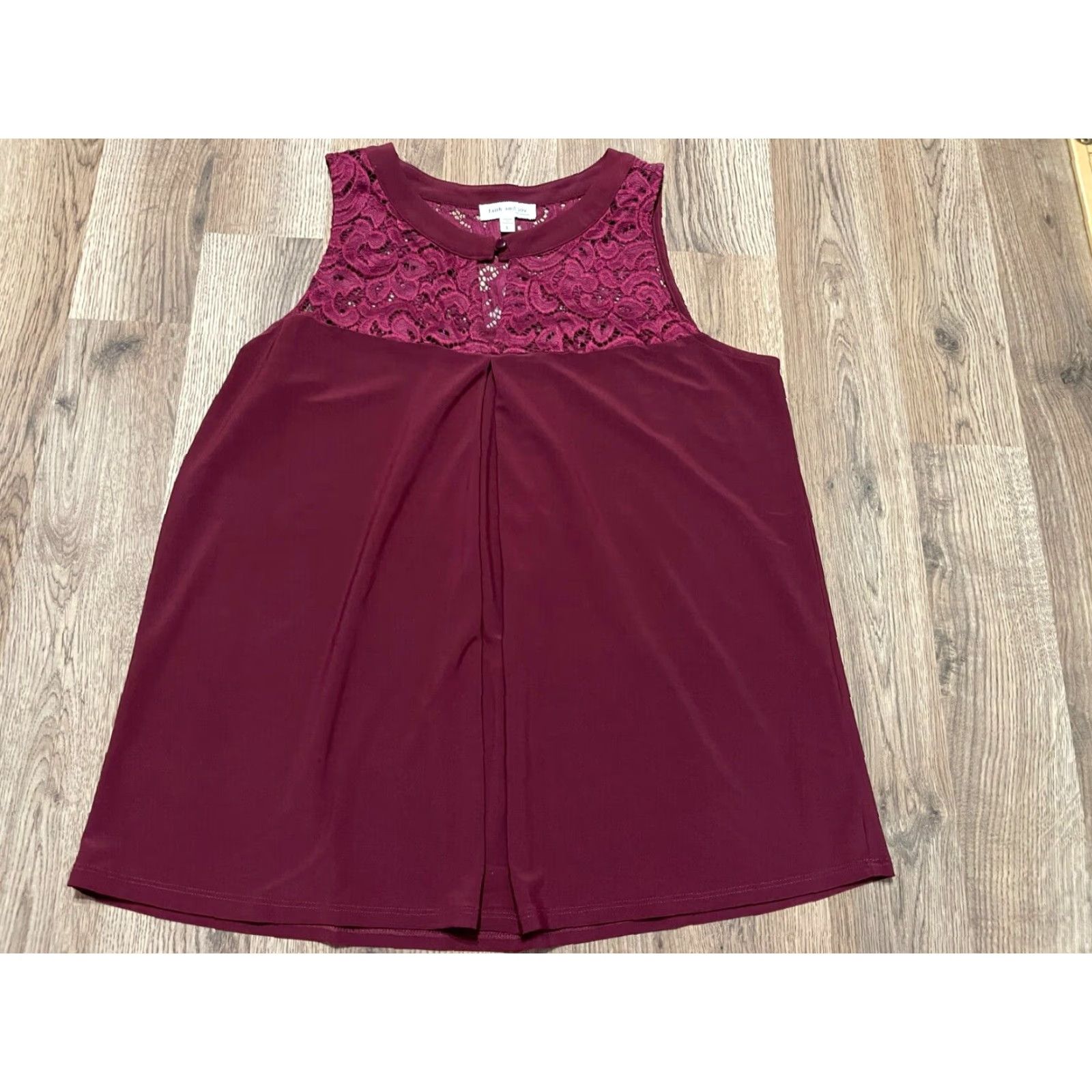 Faded Glory Faded Glory Tank Top Women's Large Maroon Lace Size L / US 10 / IT 46 - 2 Thumbnail