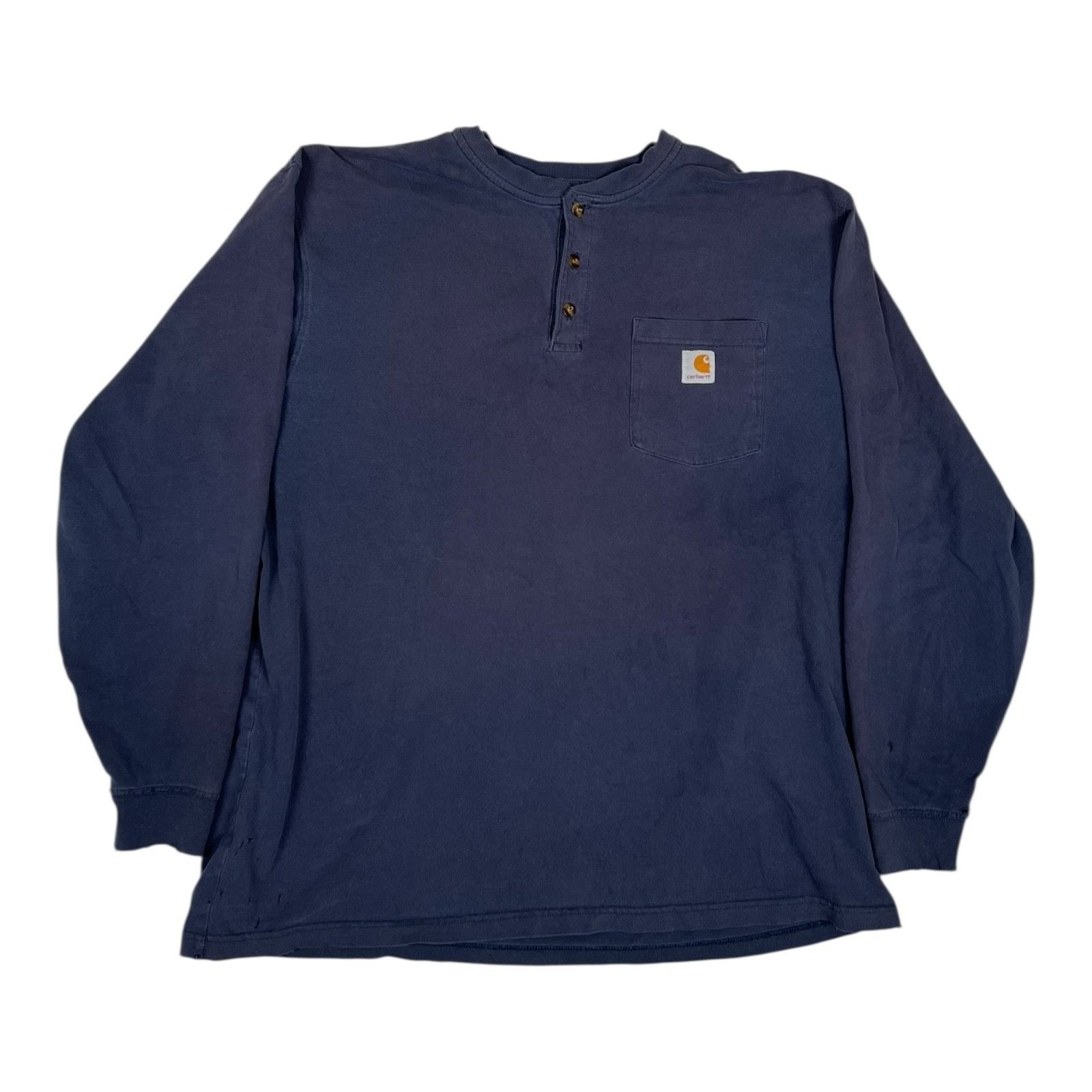 Carhartt Carhartt Men's Long Sleeve Henley Size XL Blue Sun Faded Gru Size US XL / EU 56 / 4 - 1 Thumbnail