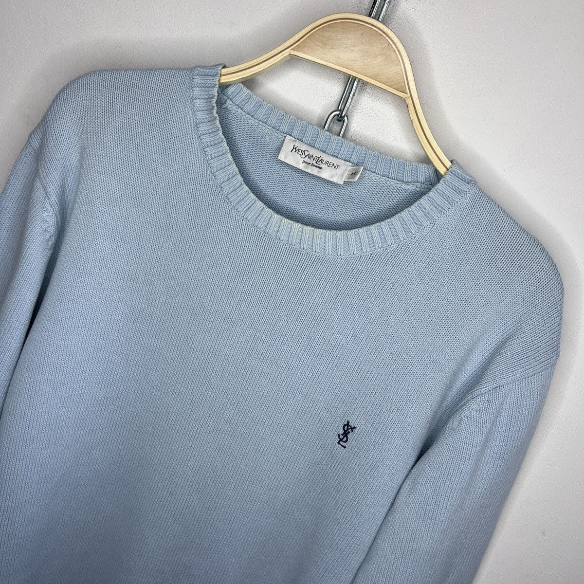 Yves Saint Laurent Vintage Yves Saint Laurent baby blue basic sweater YSL Size US M / EU 48-50 / 2 - 4 Thumbnail