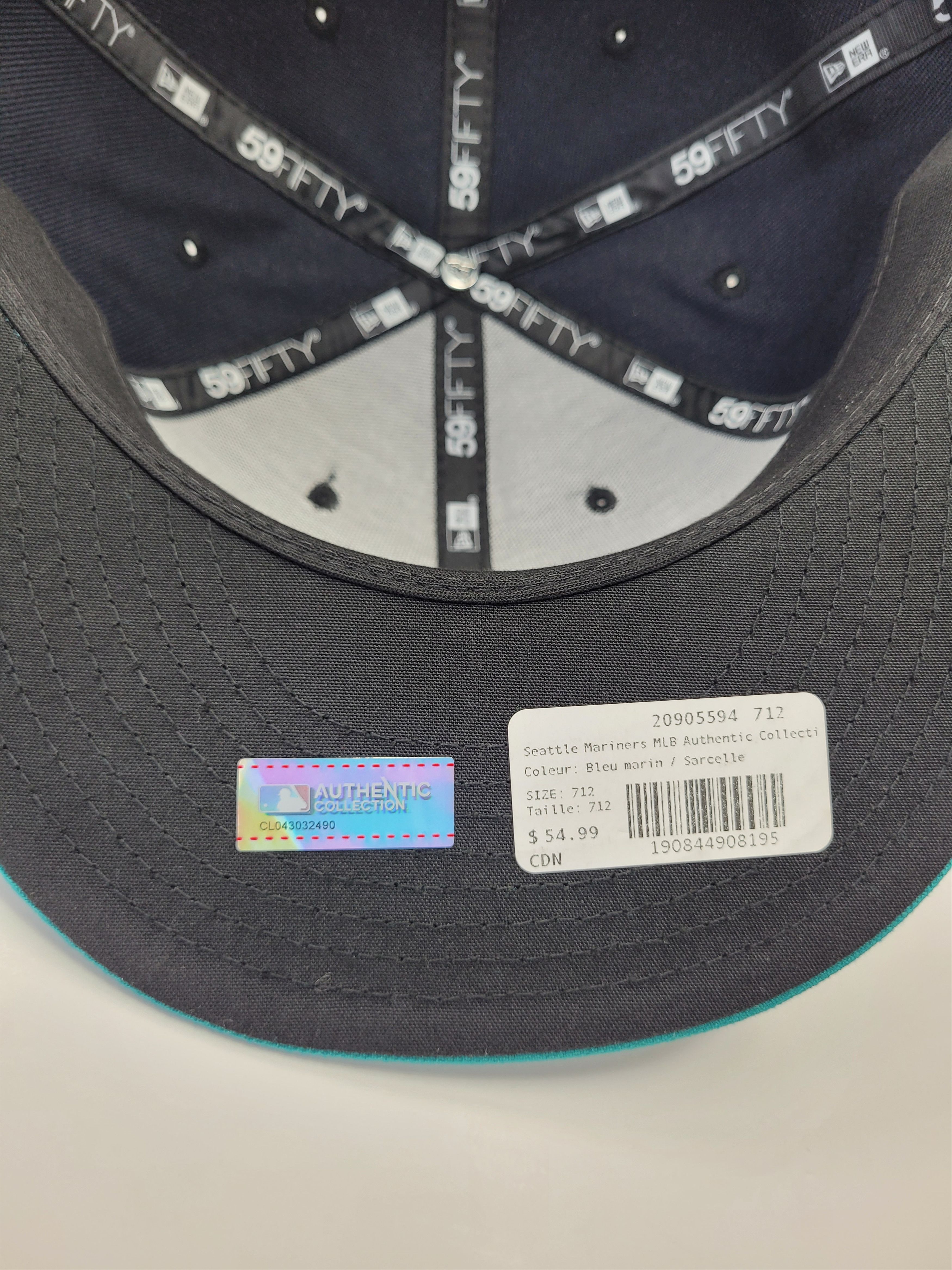 New Era MLB New Era Seattle Mariners 7 1/2 Navy Blue/Teal Fitted Cap Size ONE SIZE - 8 Thumbnail