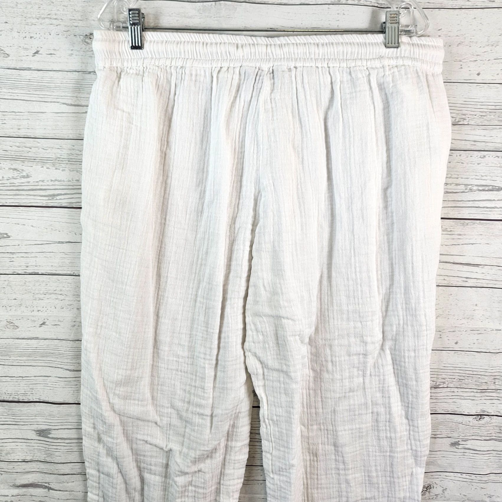 Tommy Bahama Tommy Bahama Womens Cropped Gauze Pants Sz Large White High Rise Drawstring Pants Womens Large White Cropped Gauze Drawstring Casual Summer 90s? Size 36" / US 14 / IT 50 - 4 Thumbnail