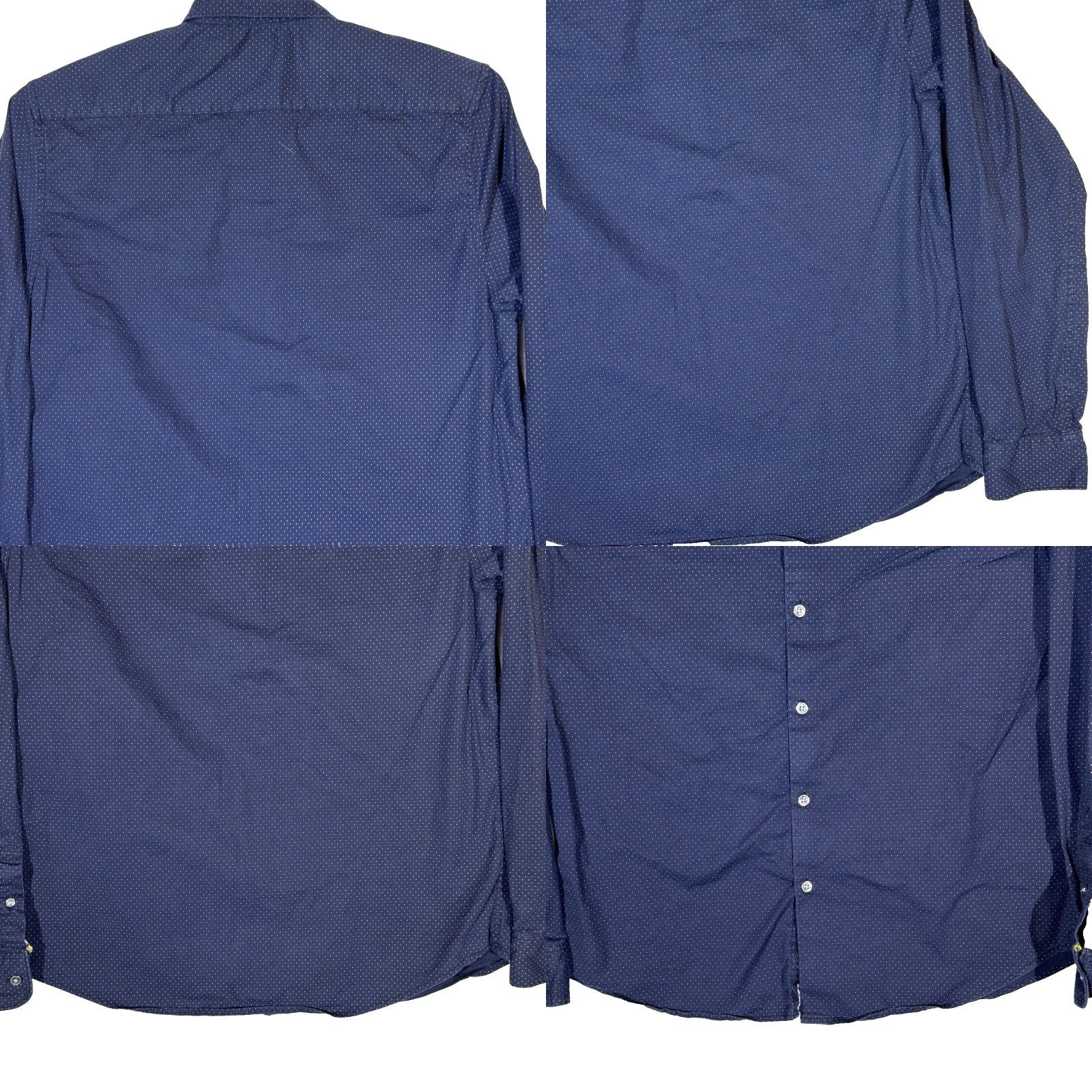 Vintage Cactus Man Shirt Navy Polka Dot Slim Button-Up L Adult Mens Size US L / EU 52-54 / 3 - 8 Thumbnail