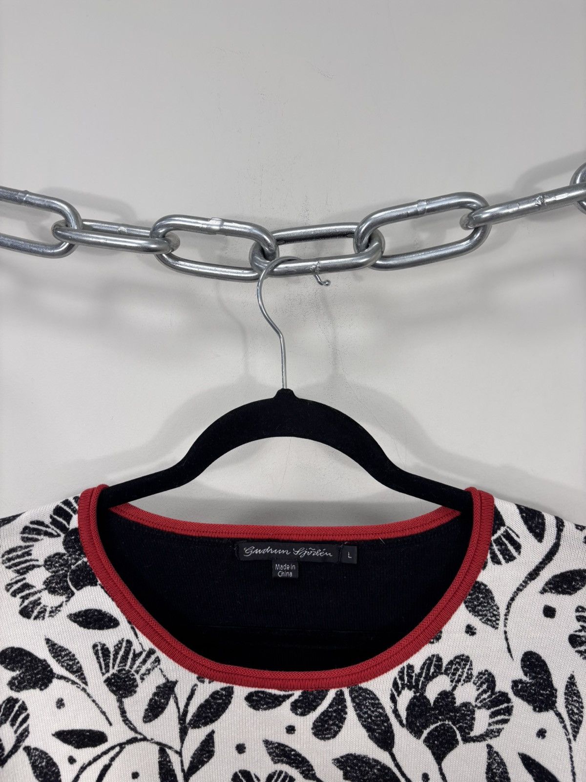 Gudrun Sjoden Gudrun Sjoden Women’s White/Black Floral Cotton Sweater Top Size L / US 10 / IT 46 - 4 Thumbnail