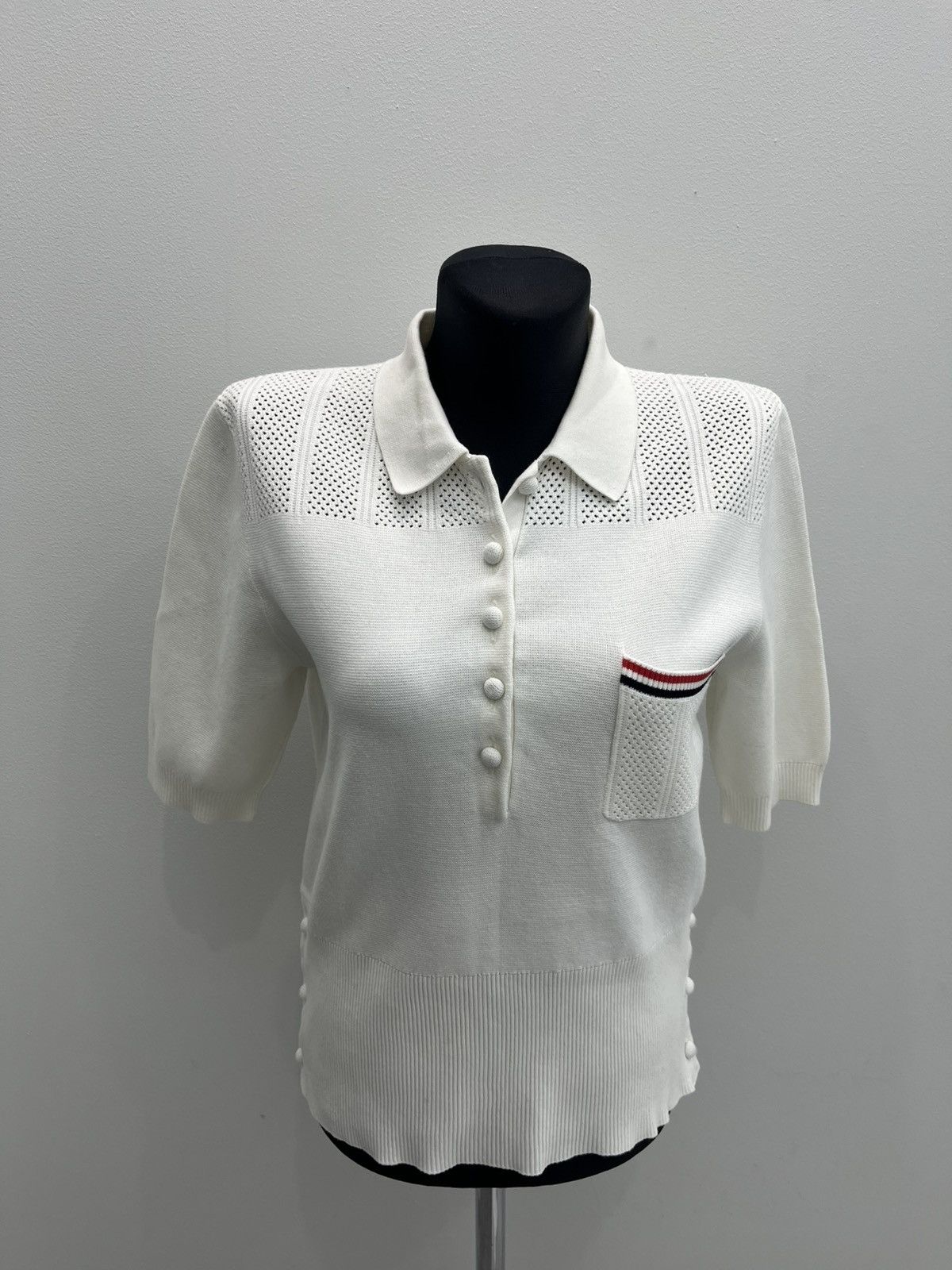 Thom Browne Thom Browne Silk Cotton Short Sleeve Sweater Size XS / US 0-2 / IT 36-38 - 1 Thumbnail