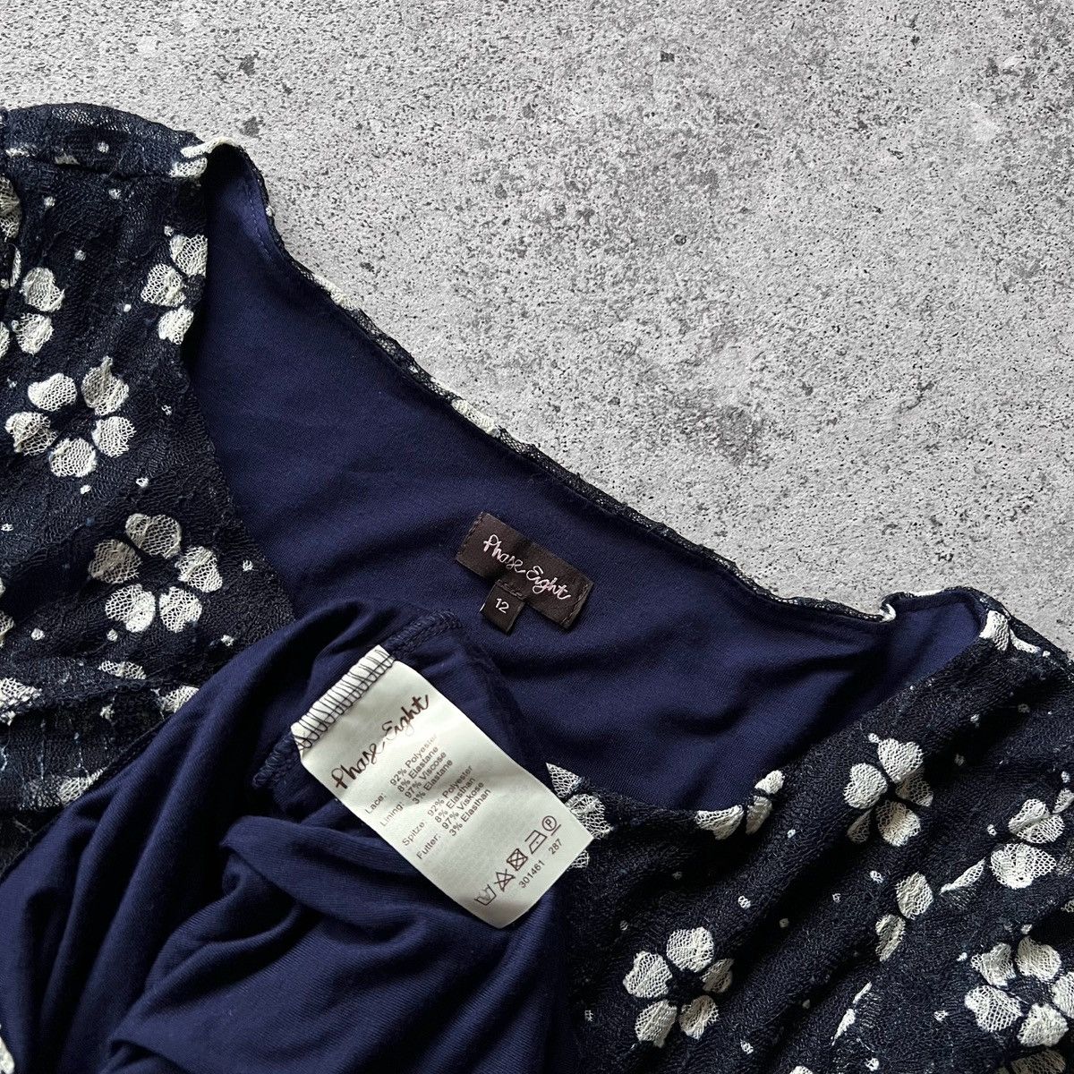 Designer × Other Phase Eight Floral Blue White 3/4 Sleeve Daisy Lace Dress Size S / US 4 / IT 40 - 6 Thumbnail