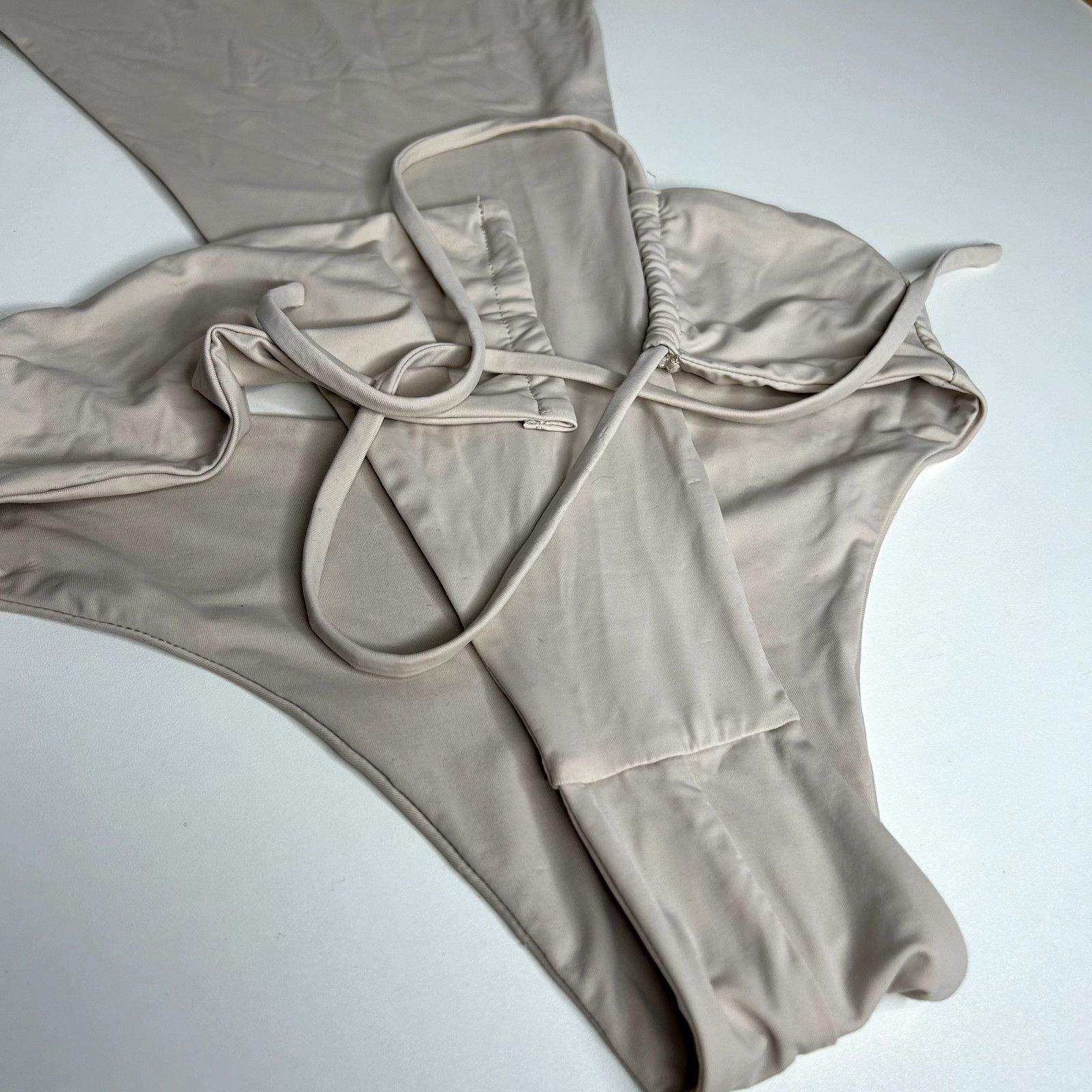 Other NWT Riot Swim Coconut Maddox 1-Shoulder Tie High Leg Suit SM Size S / US 4 / IT 40 - 3 Thumbnail