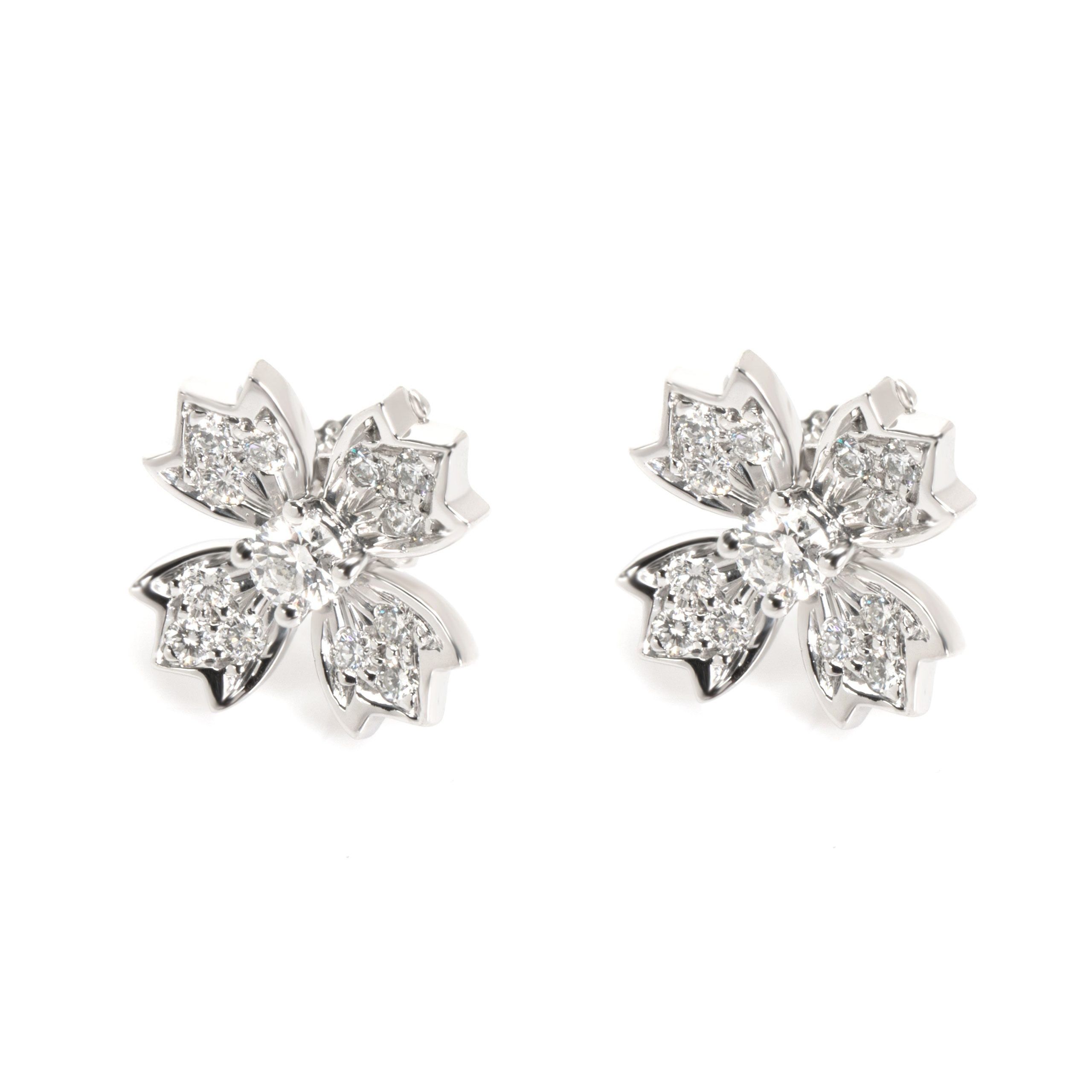 image of Tiffany Co Tiffany & Co. Diamond Flower Earrings In Platinum (0.46 Ctw) in Gold, Women's