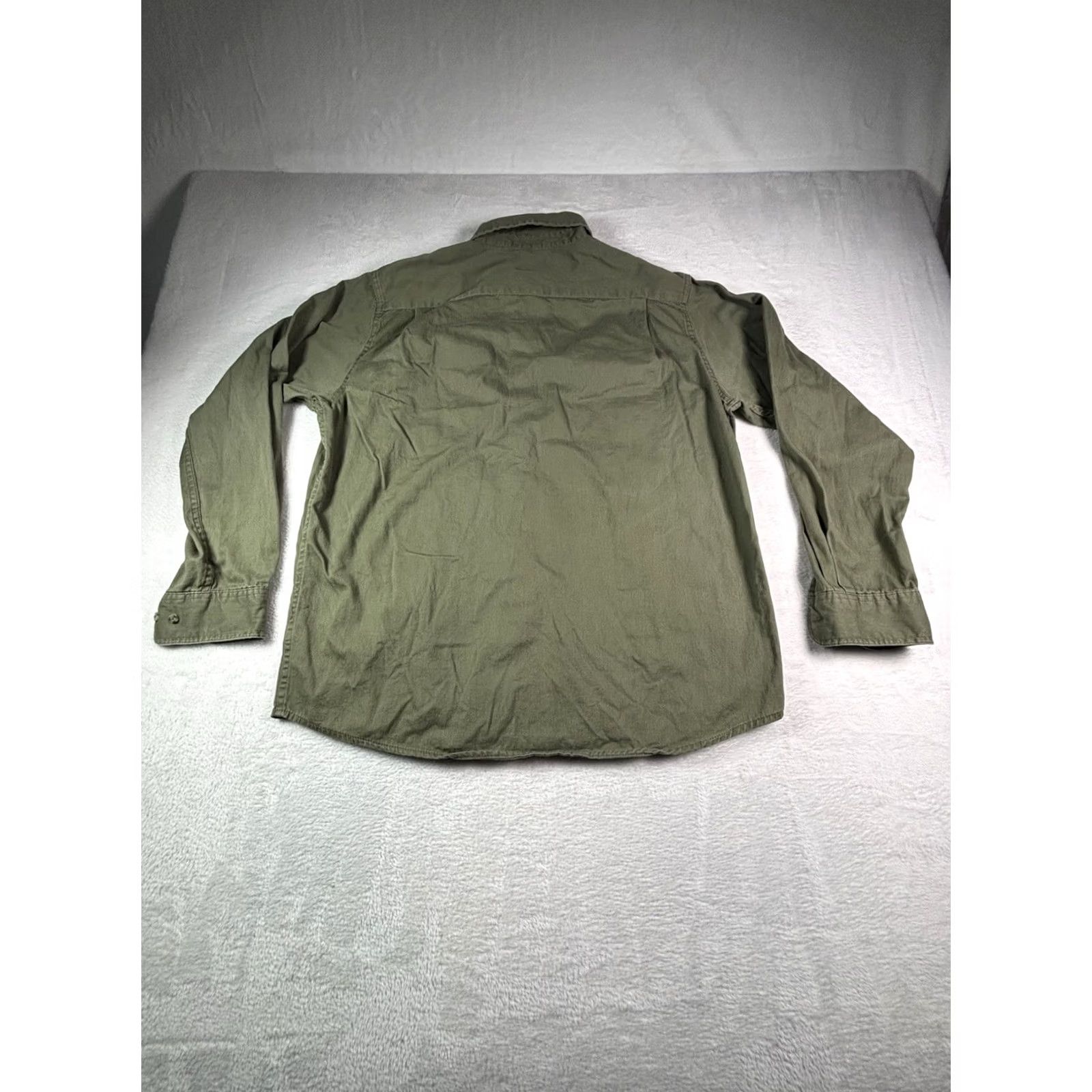Wrangler Wrangler Shirt Men L Olive Green Long Sleeve Cotton Twill Button-Up Collared Western Outdoor Embroidered Pockets Size US L / EU 52-54 / 3 - 2 Thumbnail