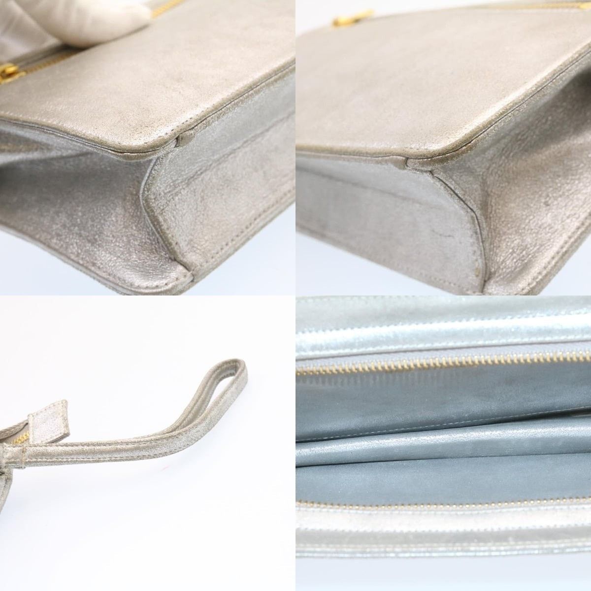 Chanel Chanel Clutch Bag Leather Silver CC Size ONE SIZE - 4 Thumbnail