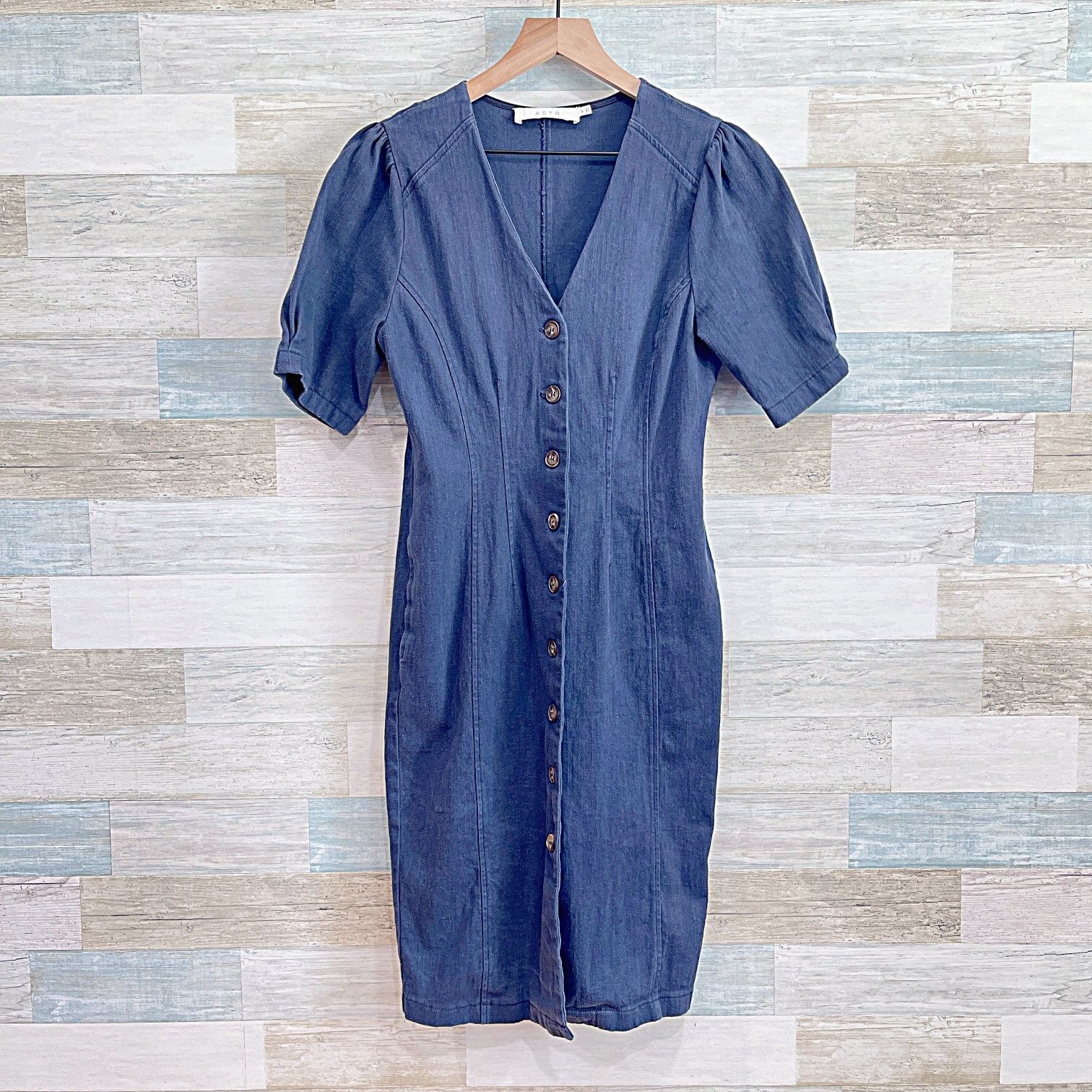 ASTR The Label ASTR The Label Bodycon Shirtdress Navy Blue Womens Medium Size M / US 6-8 / IT 42-44 - 1 Thumbnail