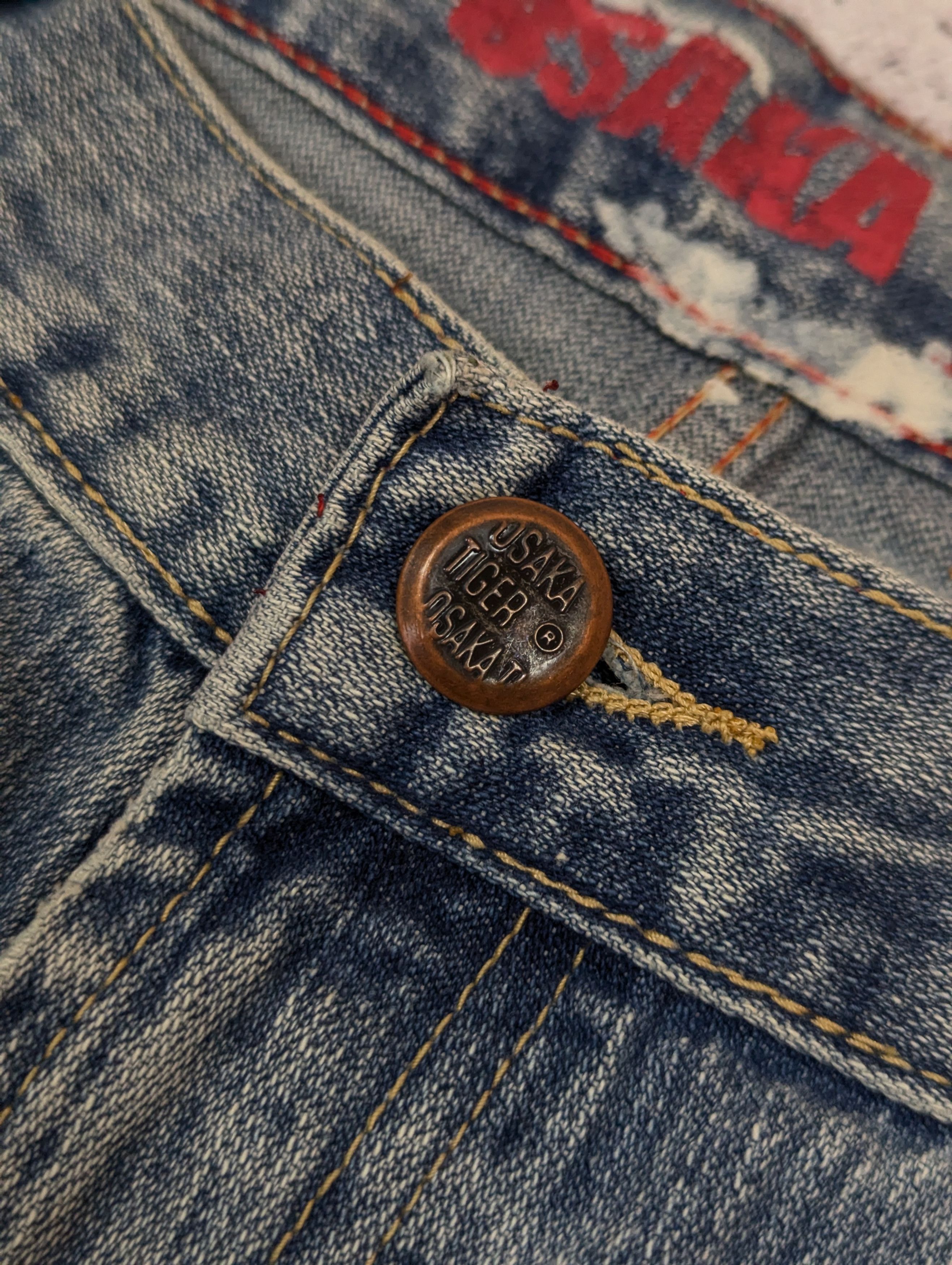 Japanese Brand Osaka Tiger Japanese Distressed Light Blue Jeans Mens Sz 38R Size US 38 / EU 54 - 21 Thumbnail