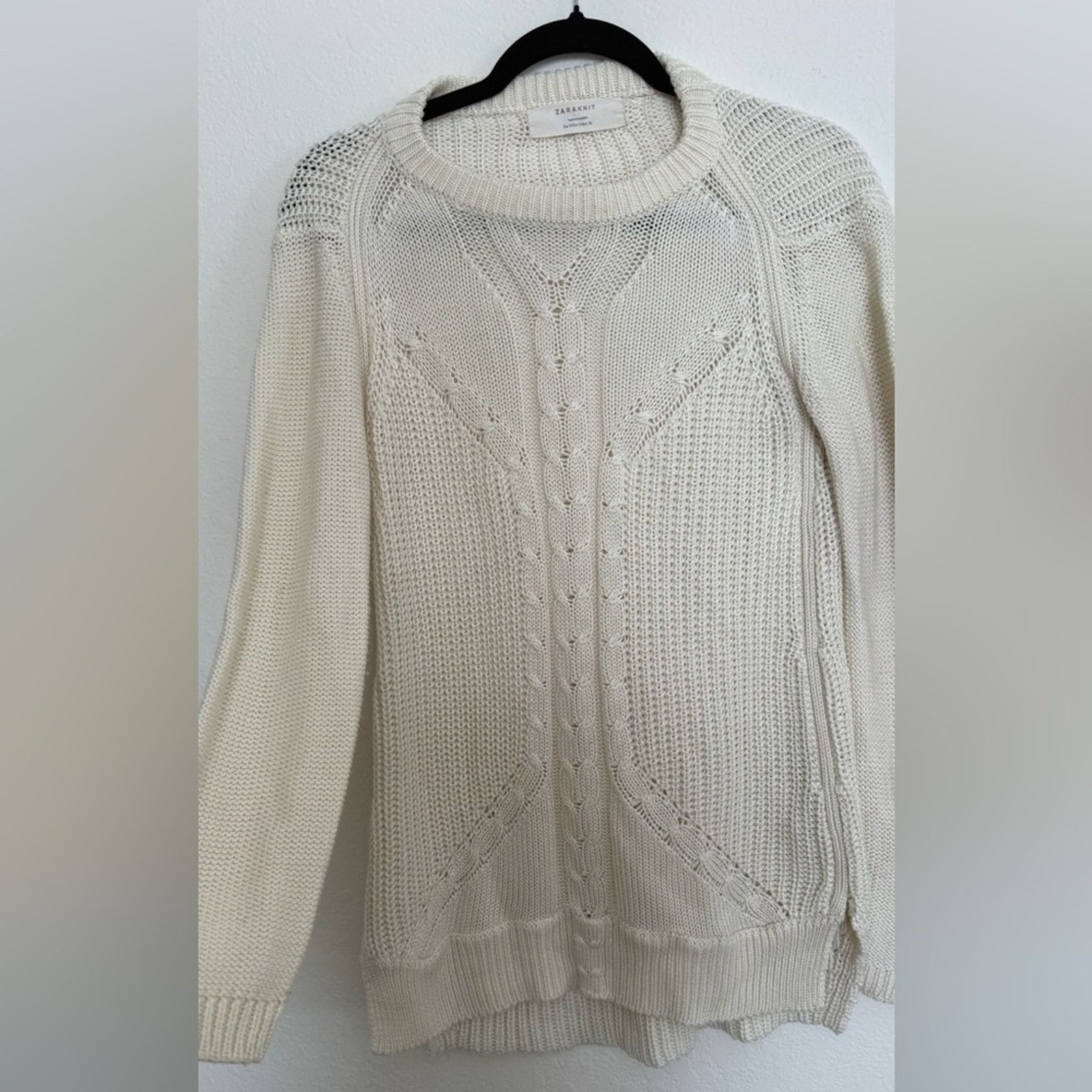 Zara Zara Women's Ivory Knit Sweater Size S / US 4 / IT 40 - 7 Thumbnail
