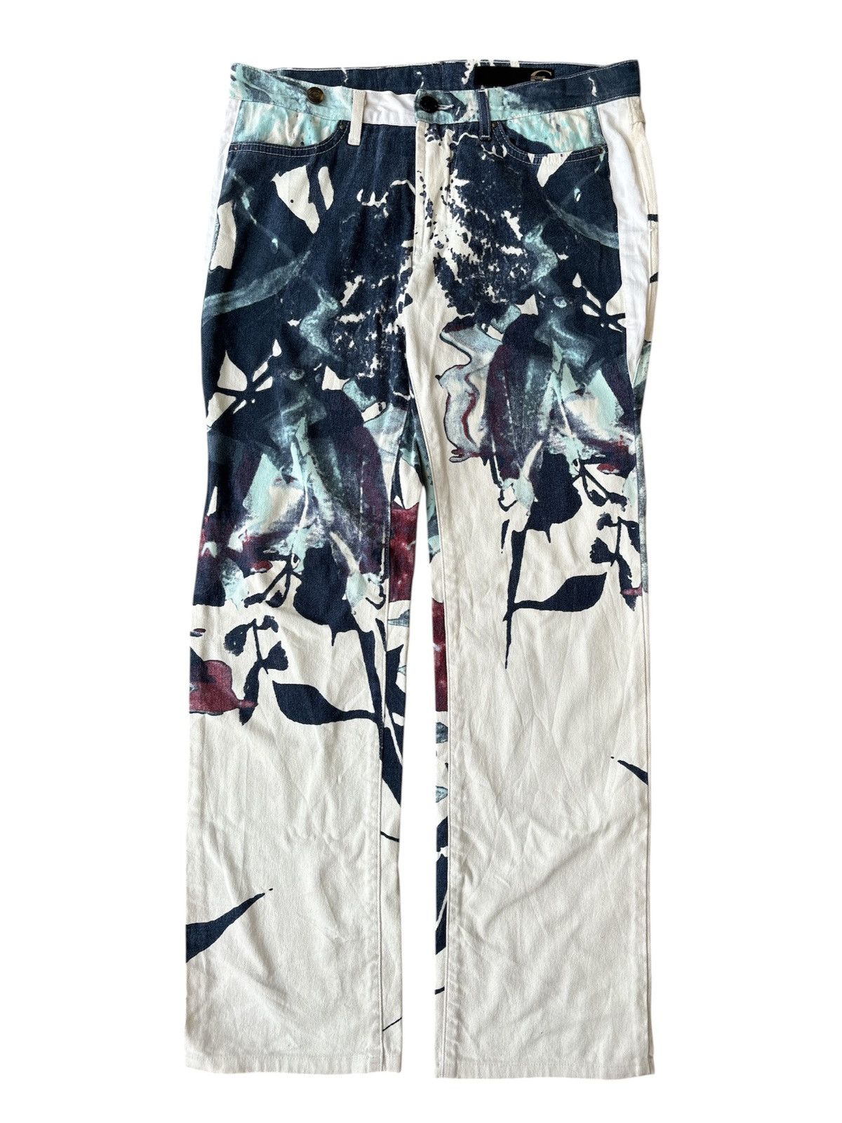 Roberto Cavalli 2000s Abstract Watercoloured Print Pants Size US 32 / EU 48 - 1 Thumbnail