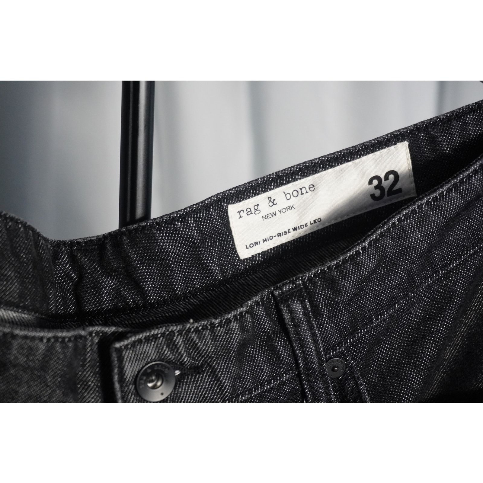 Rag & Bone rag & bone Lori Mid-Rise Wide Leg Jeans Black Wash Denim Size 32" / US 10 / IT 46 - 3 Thumbnail