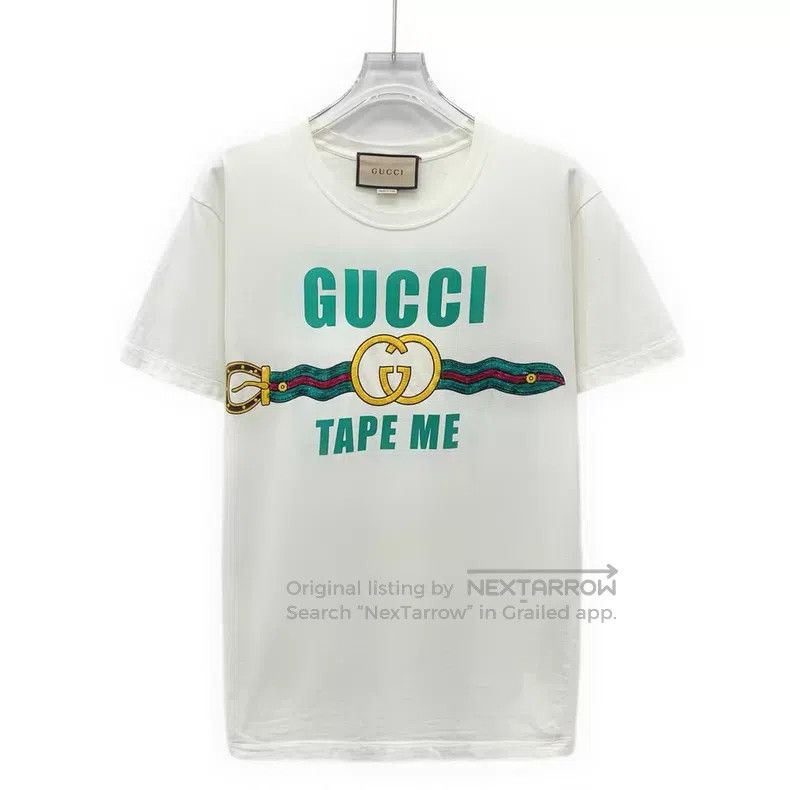 Gucci Gucci White logo letter sequin design cotton round-neck sh Size XXS / US 00 / IT 34 - 1 Thumbnail