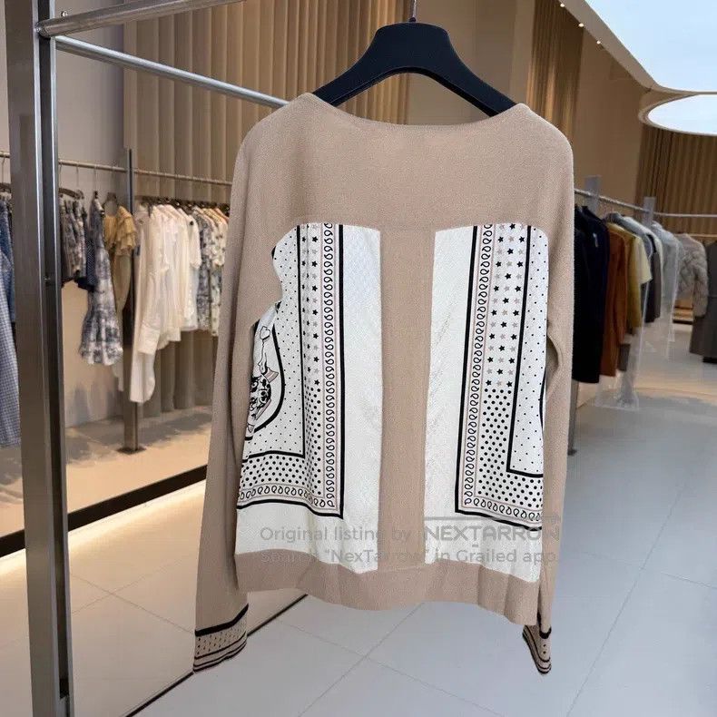 Hermes Hermes Khaki Silk Cashmere Patchwork Shiny Top Size XS / US 0-2 / IT 36-38 - 2 Thumbnail
