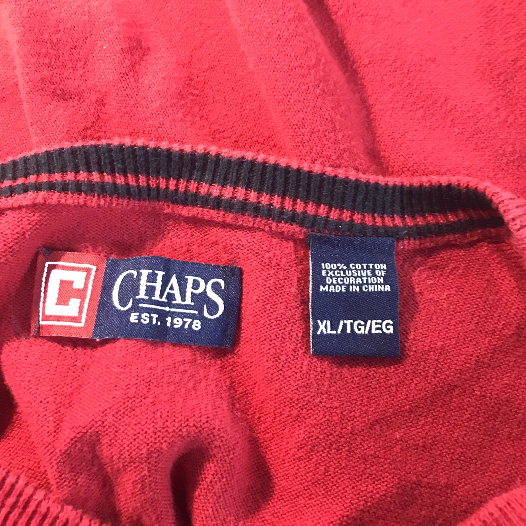 Chaps Chaps Sweatshirt Vest Pullover Men XL Red 100% Cotton Logo Knit Breathable Lightweight Winter Golf Mens XL Size US XL / EU 56 / 4 - 4 Thumbnail